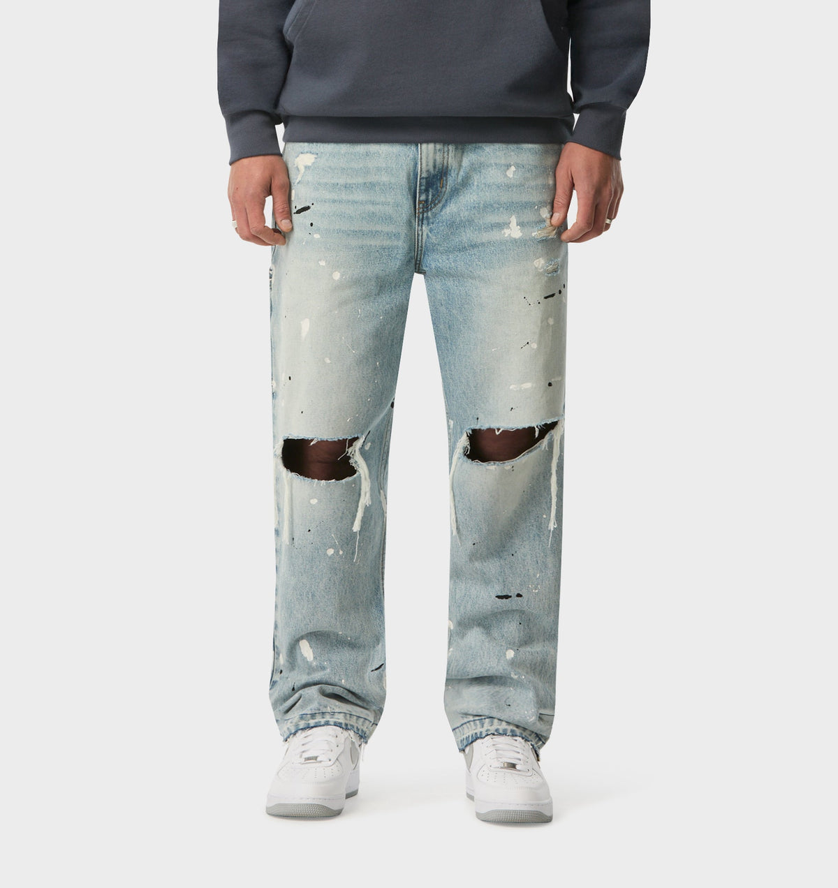 Distressed Clean Carpenter Denim in Paint Splatter | I Love Ugly US