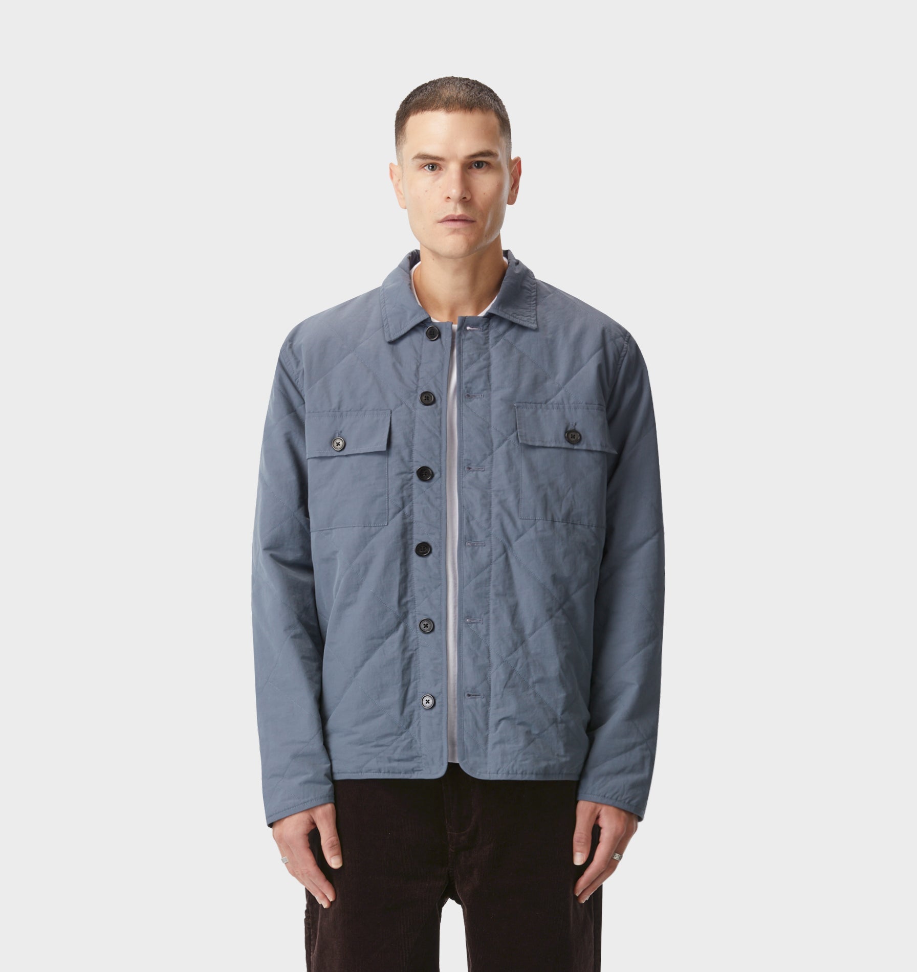 Quilted Overshirt - Smokey Blue