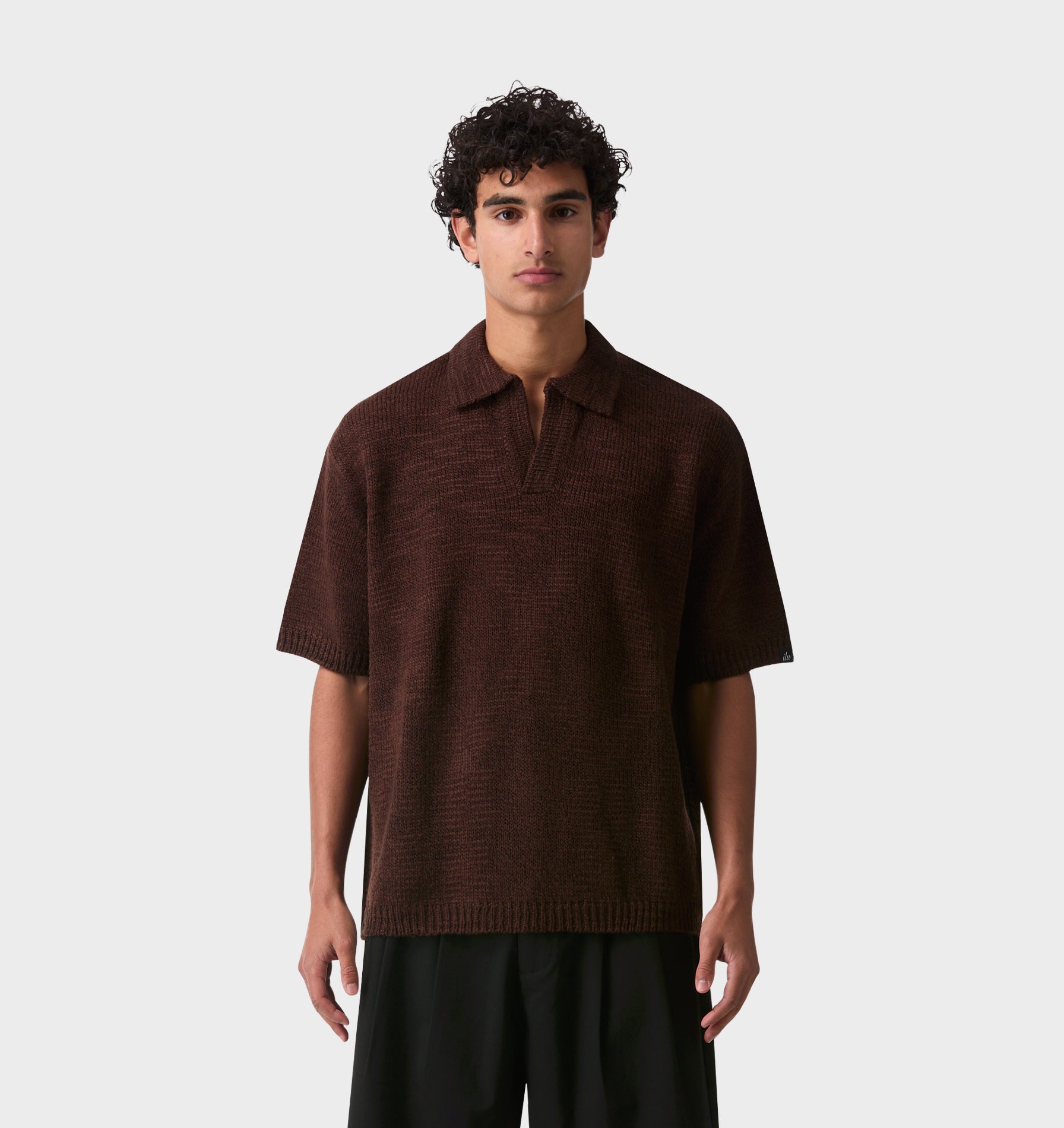 Box Knit Polo - Brown | I Love Ugly US