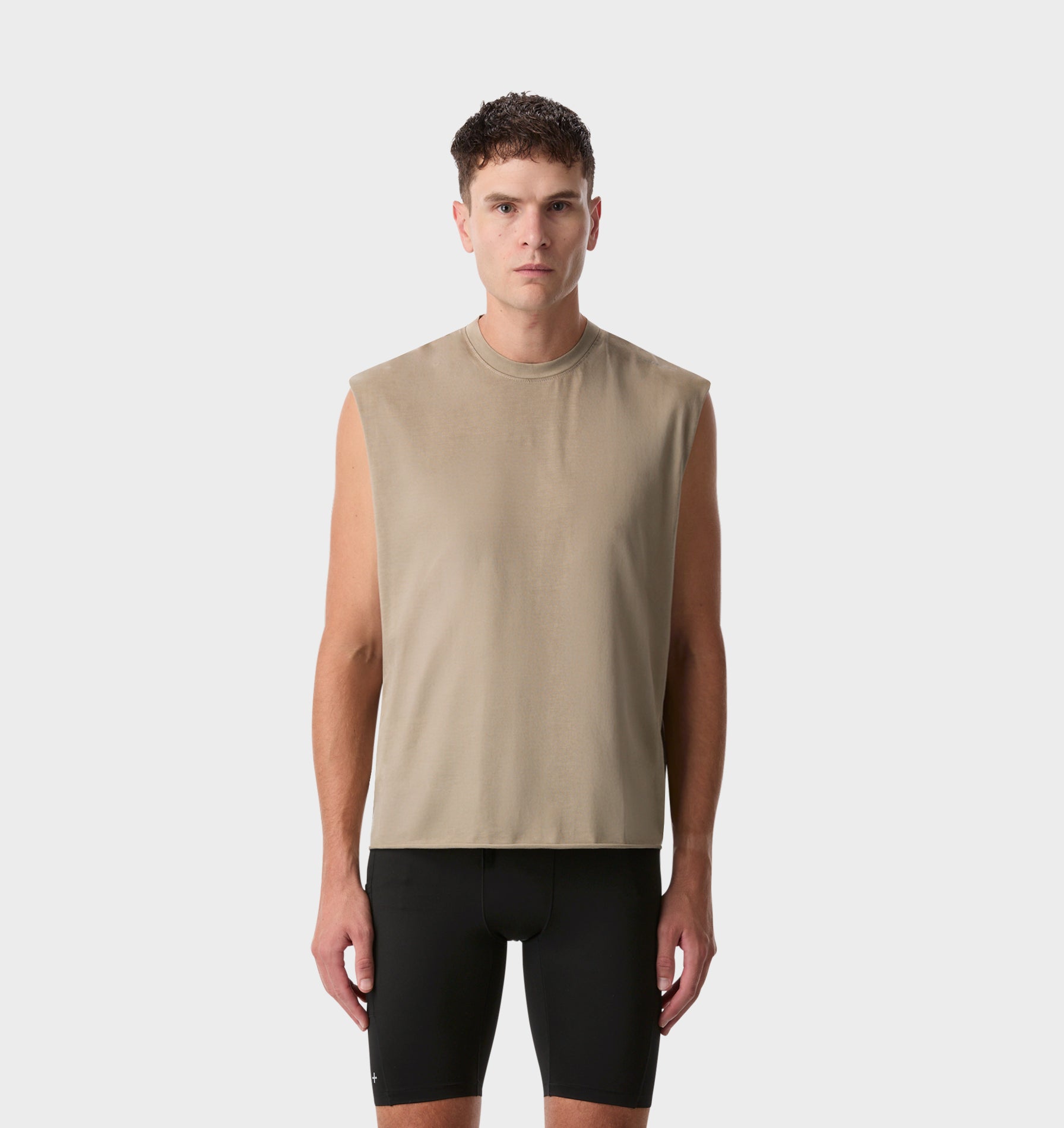 Cotton Active Crop Tank - Washed Taupe