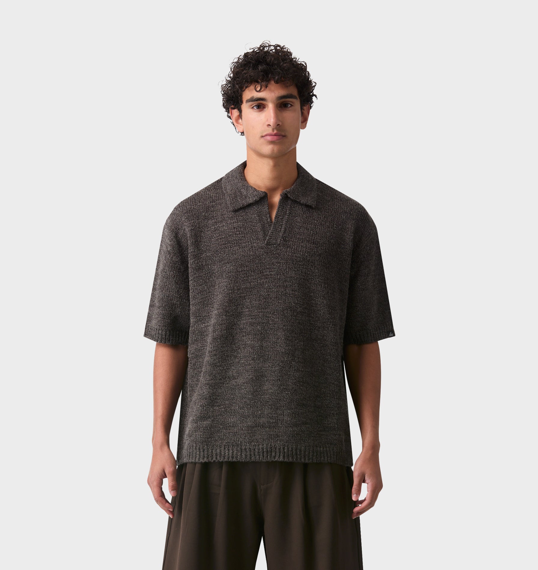 Box Knit Polo - Charcoal | I Love Ugly US