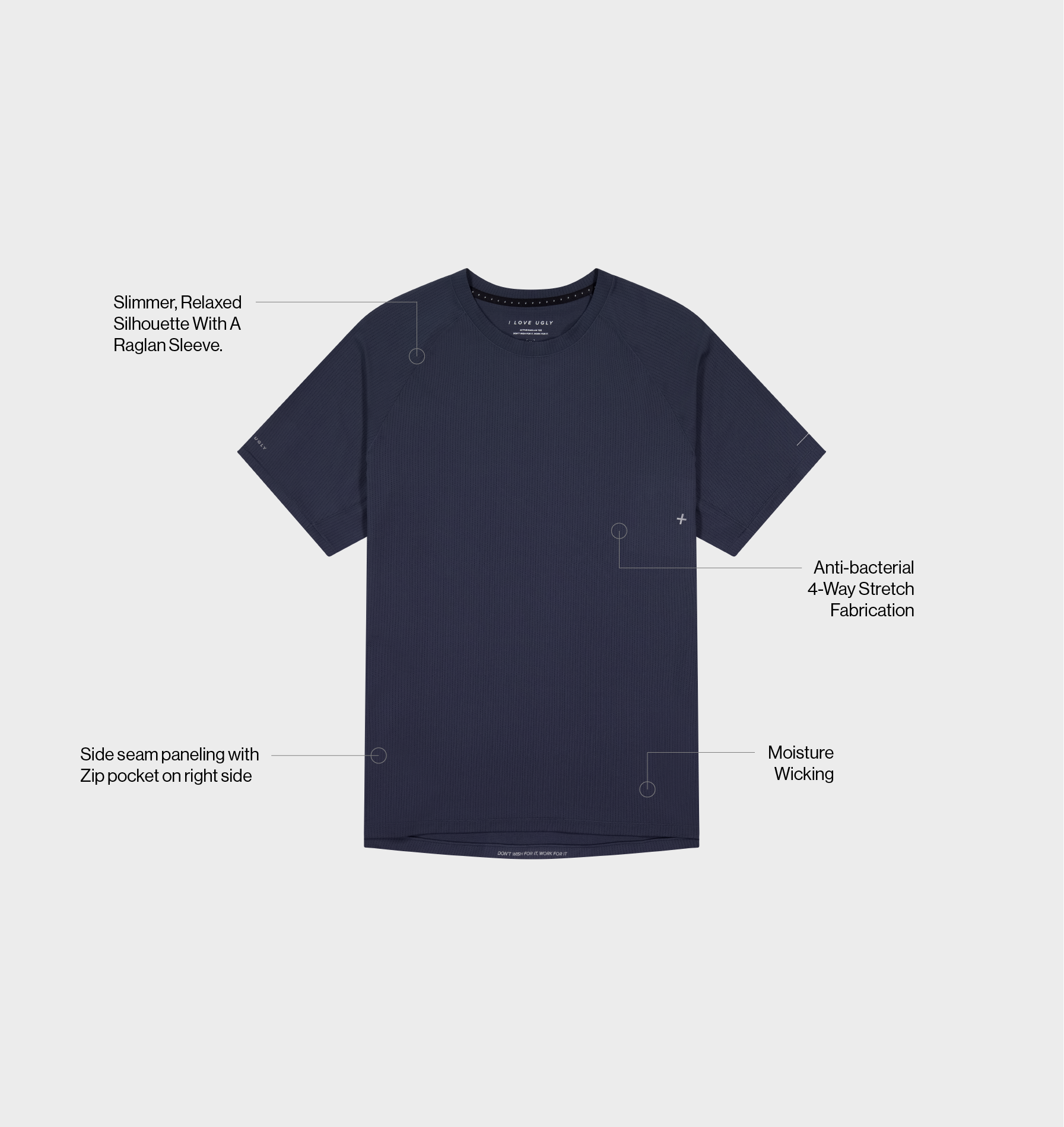 Active Raglan Tee - Charcoal