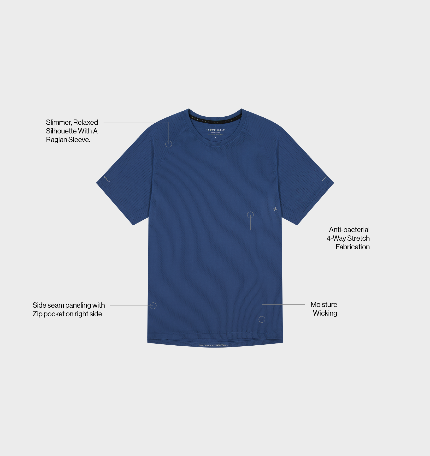 Active Raglan Tee - Smokey Blue