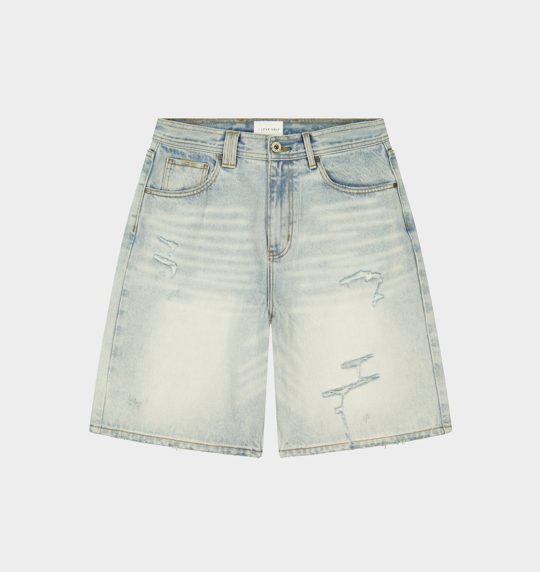 Distressed Wyatt Denim Short - Light Vintage Blue