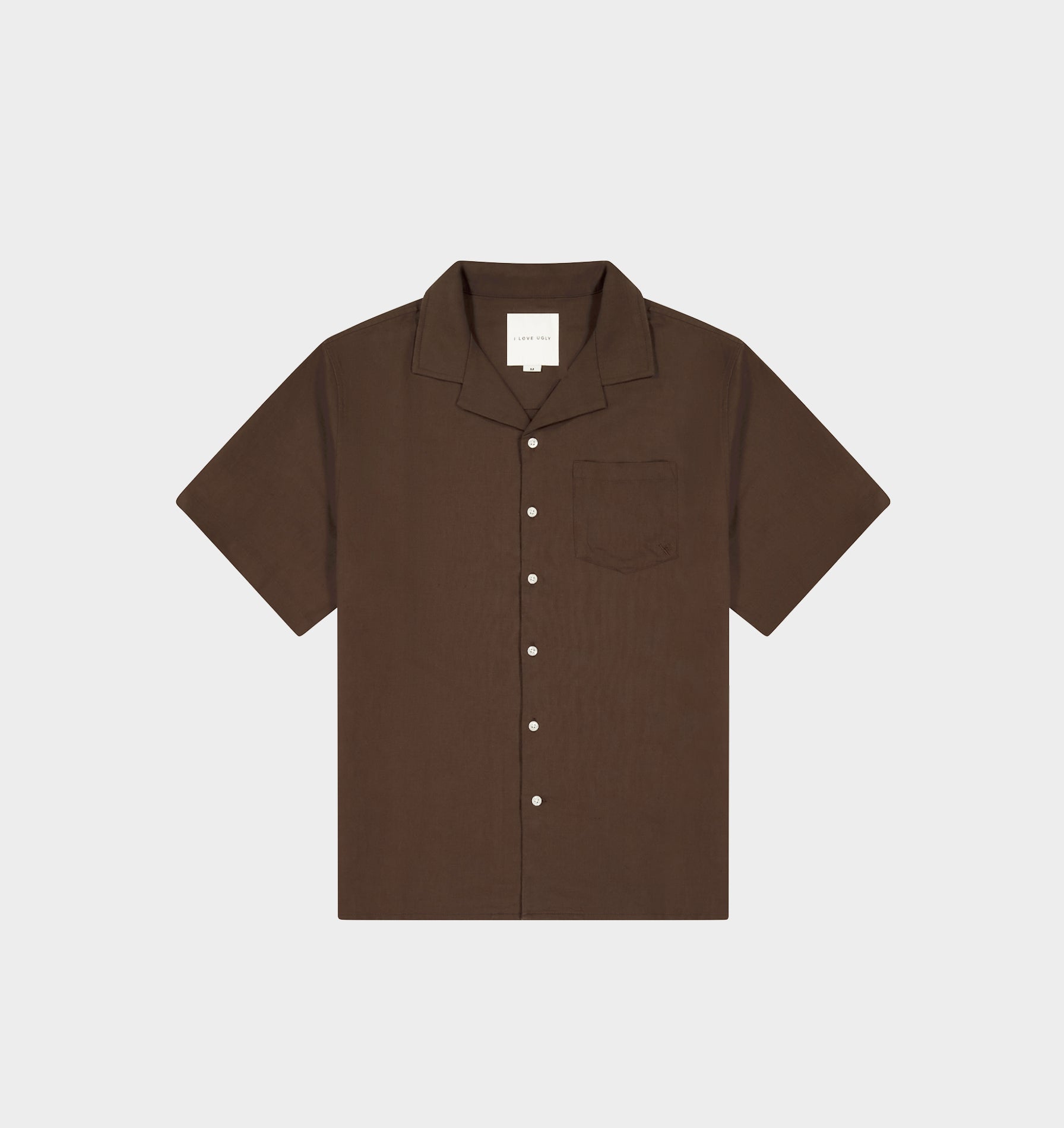 Linen Cuban Collar SS Shirt - Espresso