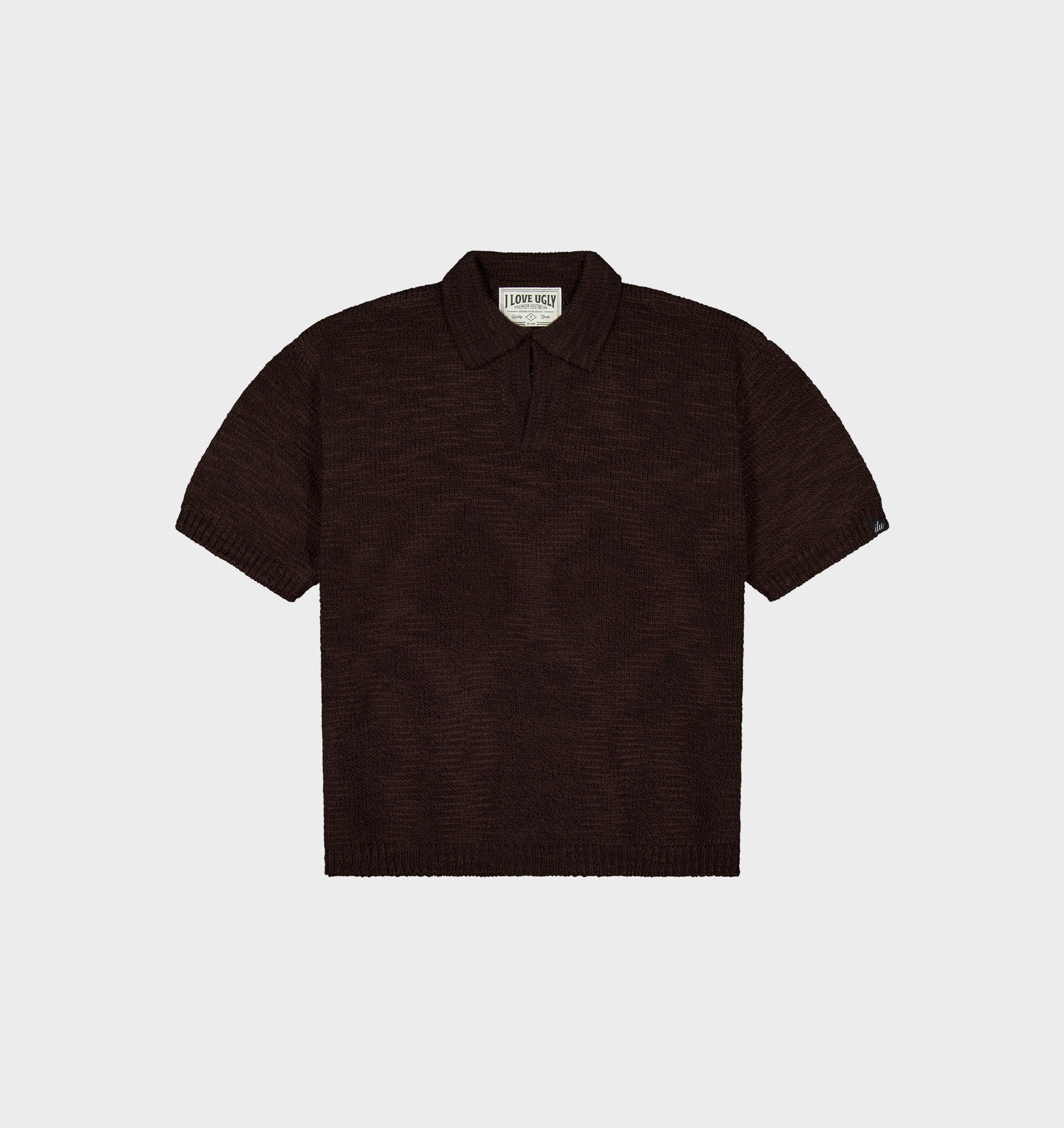Box Knit Polo - Brown