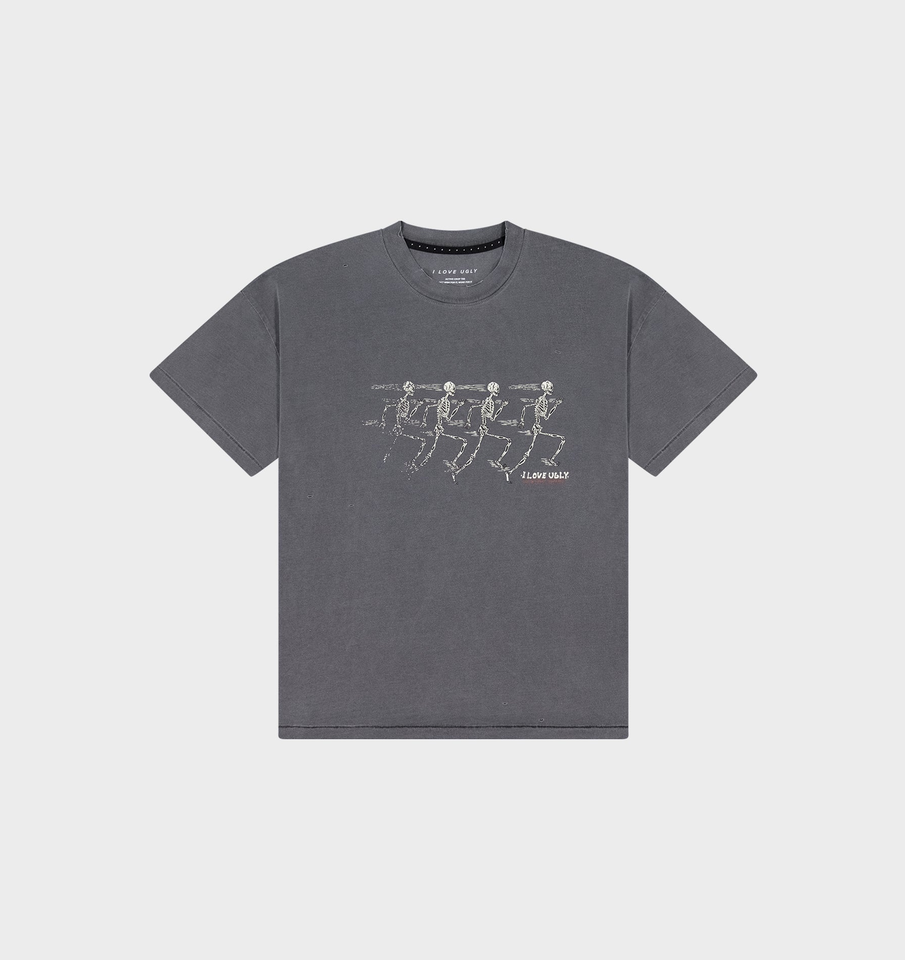 Skeleton Crop Tee - Washed Black