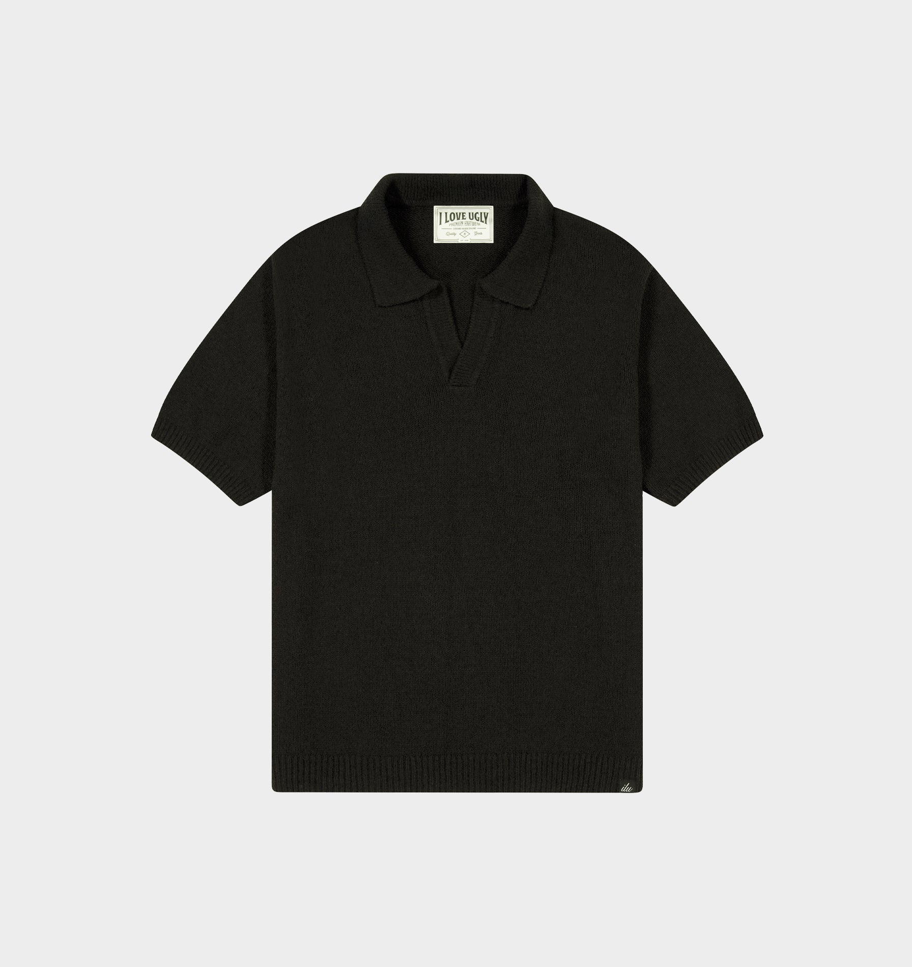 Clive Knit SS Polo - Black
