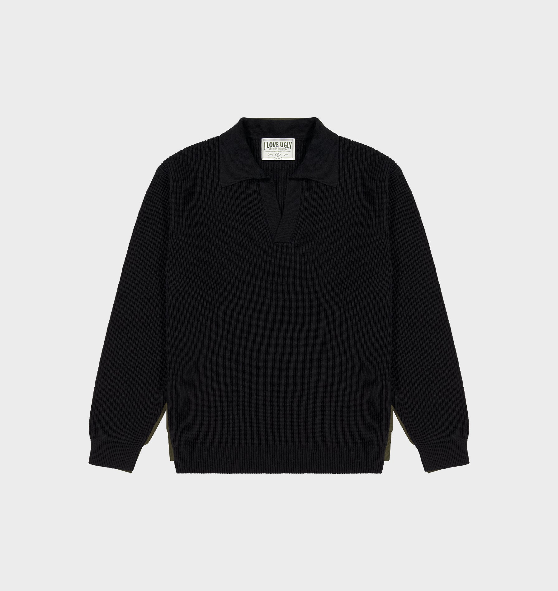 Knit LS Polo - Black | I Love Ugly US