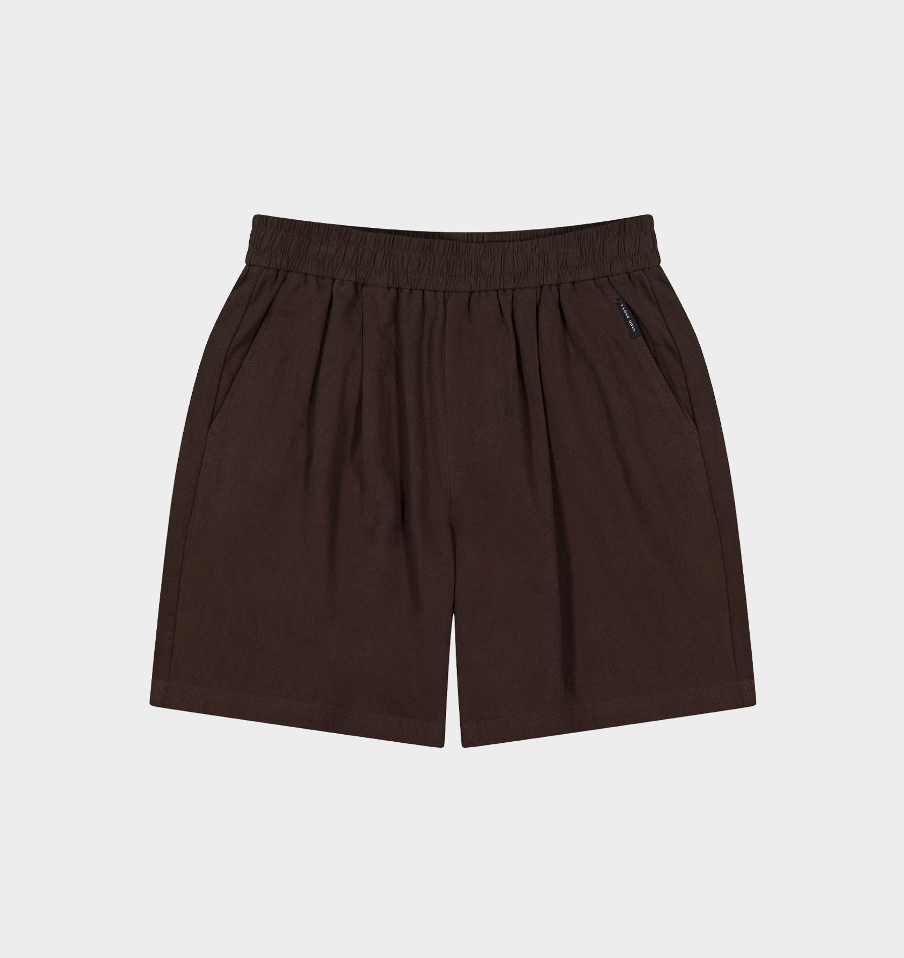 Linen Michael Pleat Short - Espresso