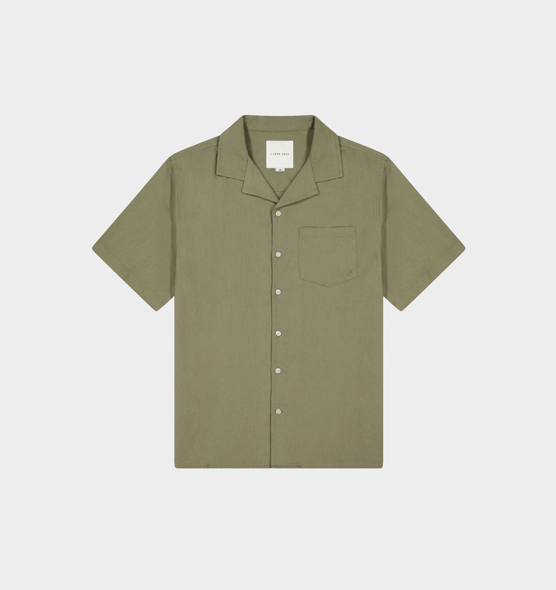 Linen Cuban Collar SS Shirt - Sage