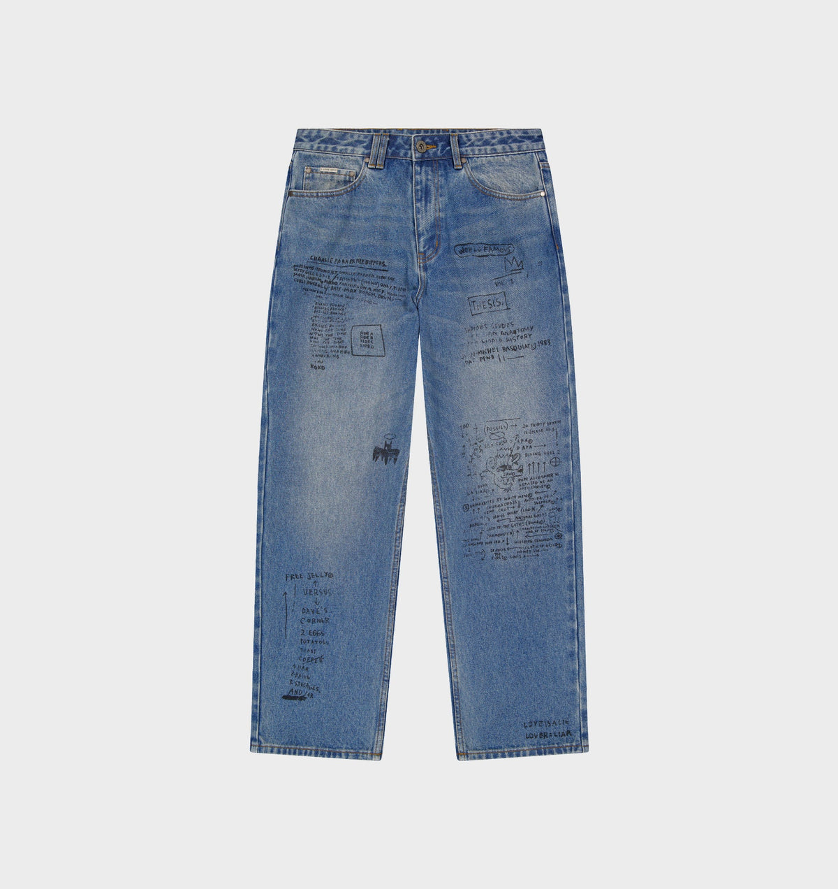 Basquiat Scribble Edgar Wide Denim - Vintage Blue