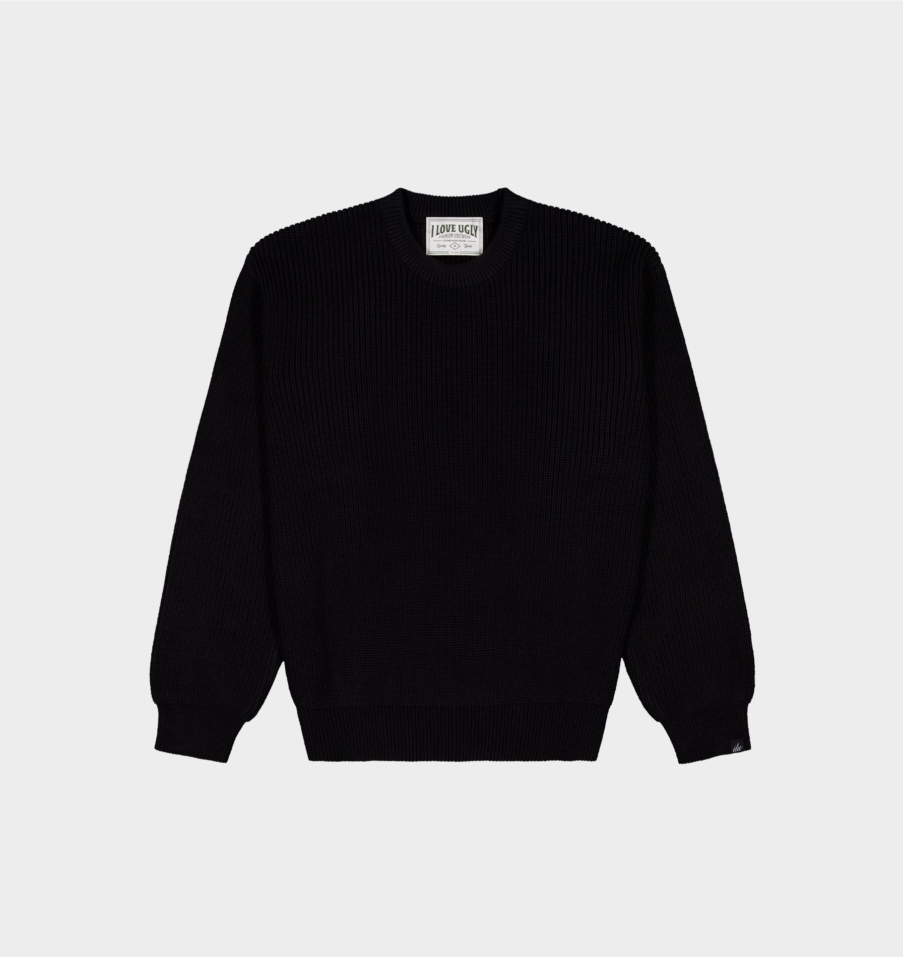 Cropped Knit Sweater - Black | I Love Ugly US