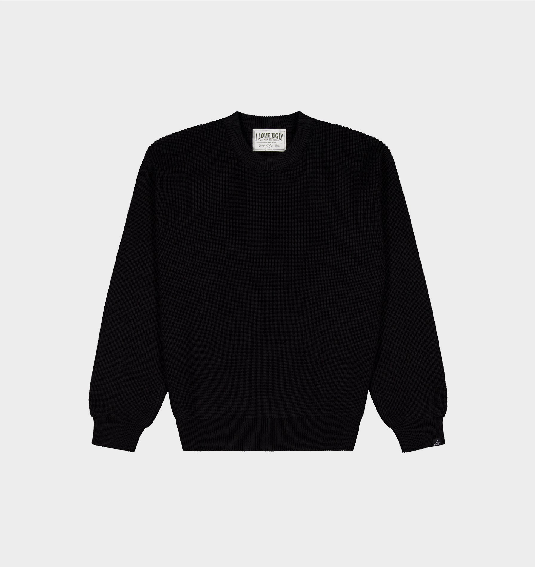 Cropped Knit Sweater - Black | I Love Ugly US