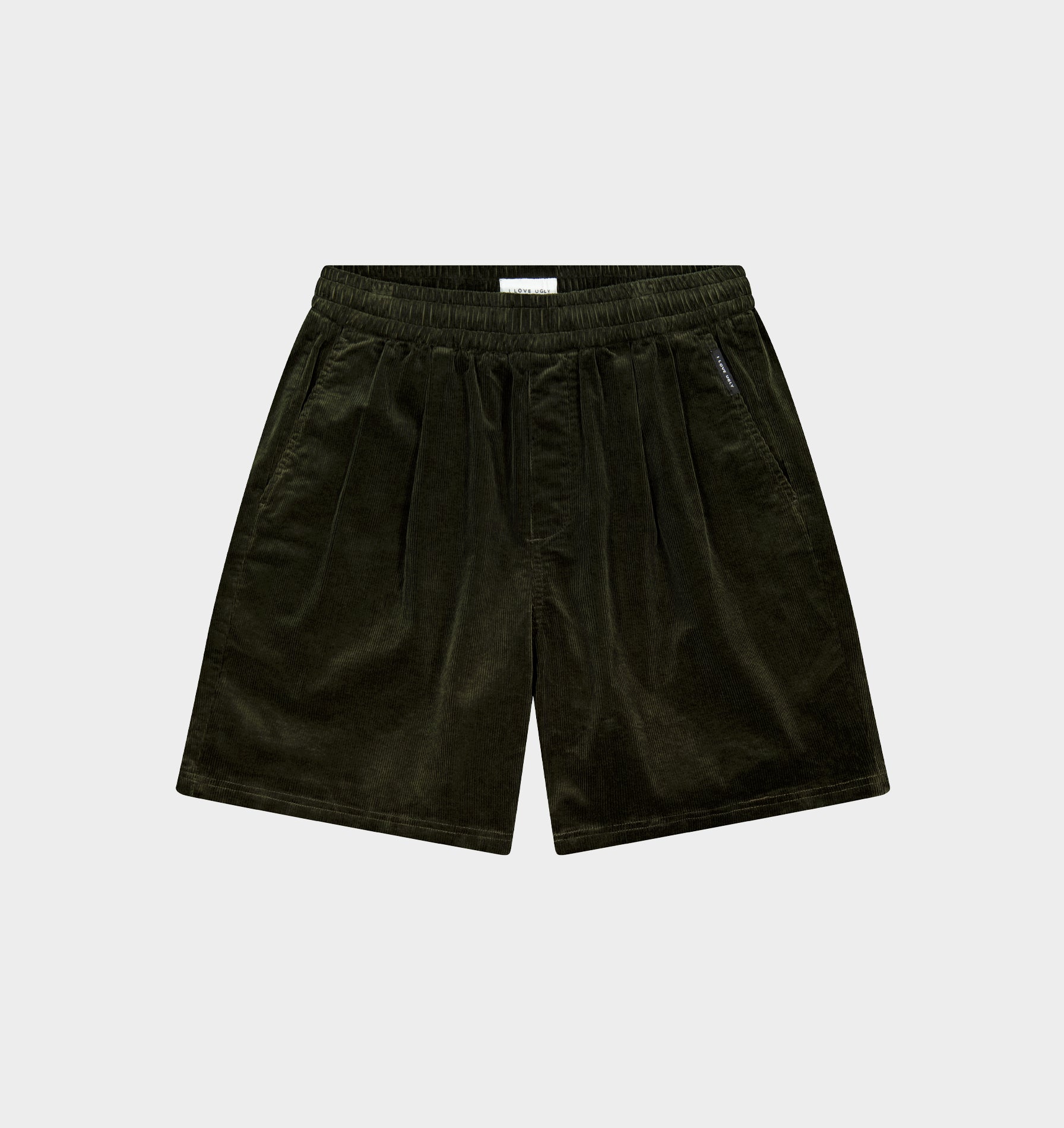 Michael Pleat Cord Short - Moss Green