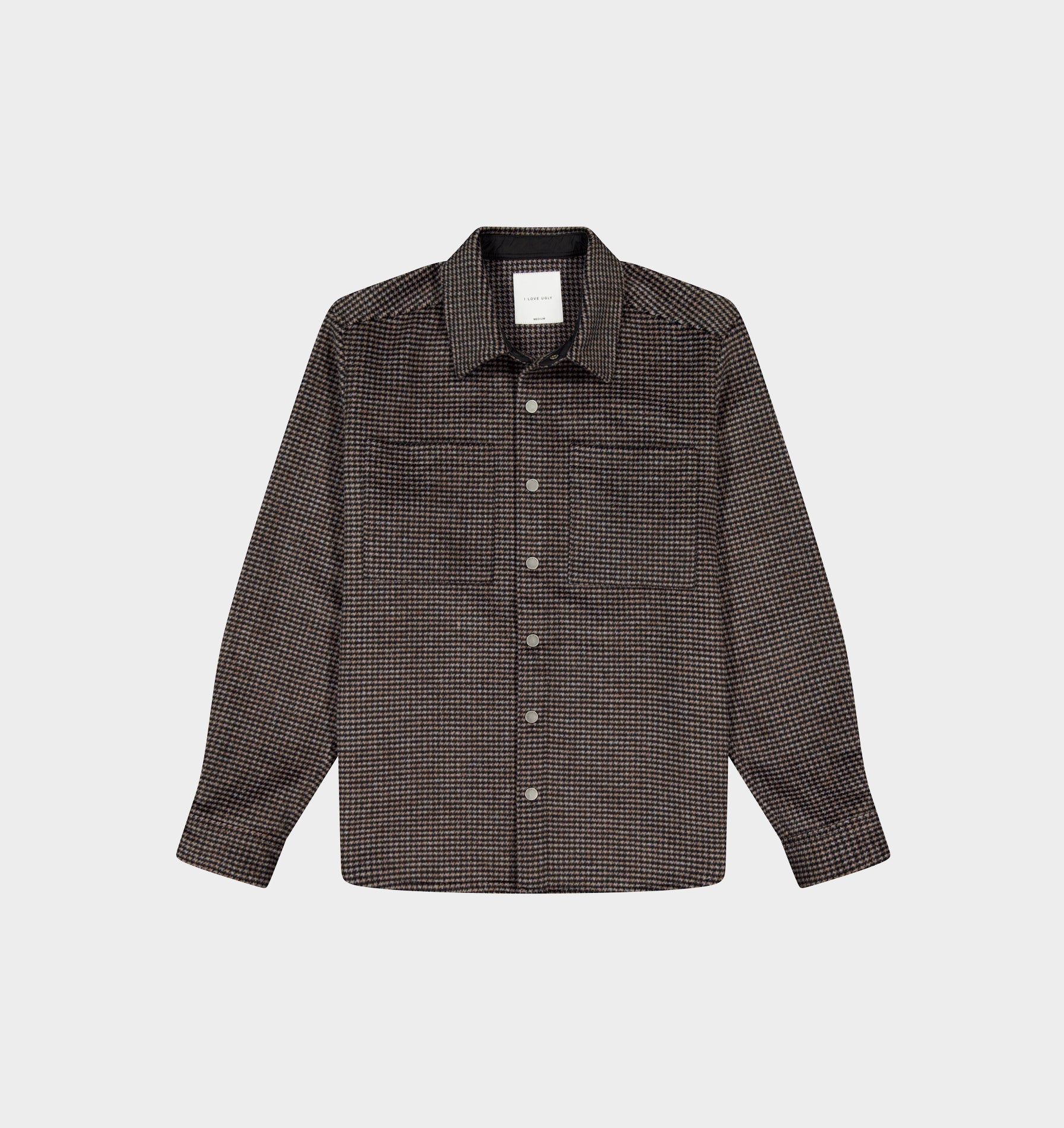 Wool Overshirt - Black/Rust Houndstooth