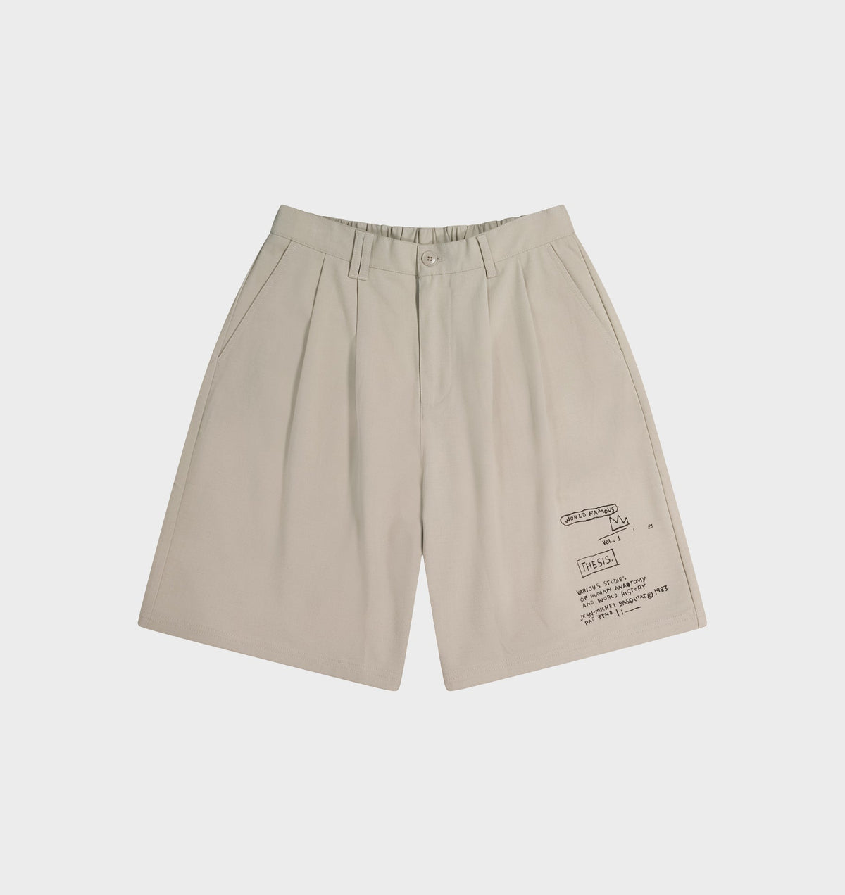 Basquiat Scribble Alby Pleat Short - Stone