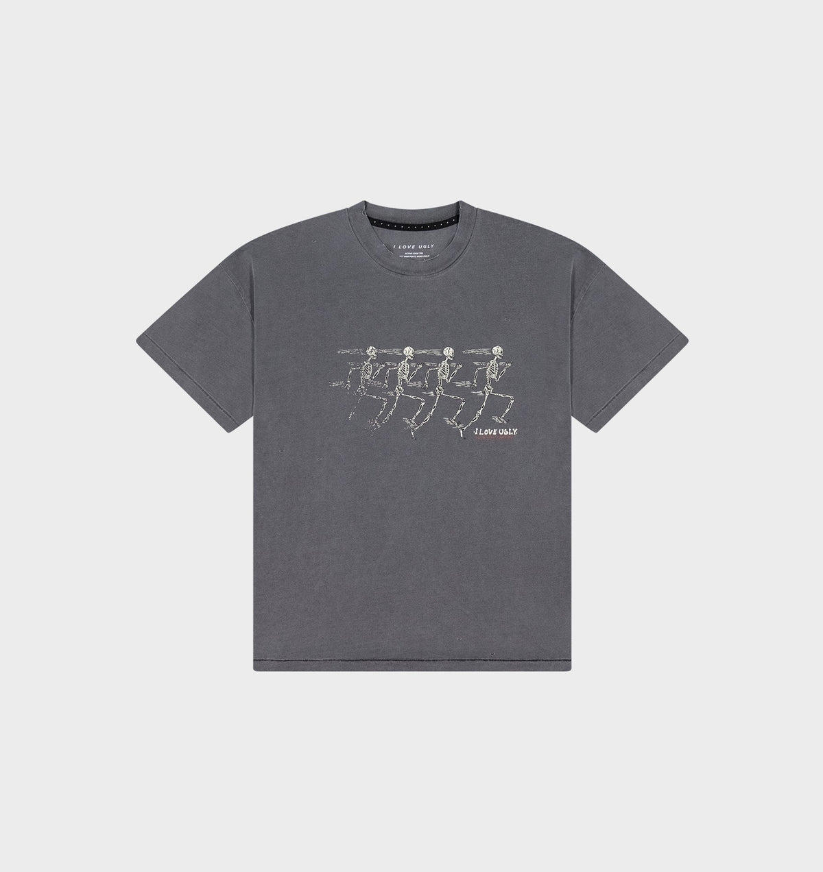 Skeleton Crop Tee - Washed Black