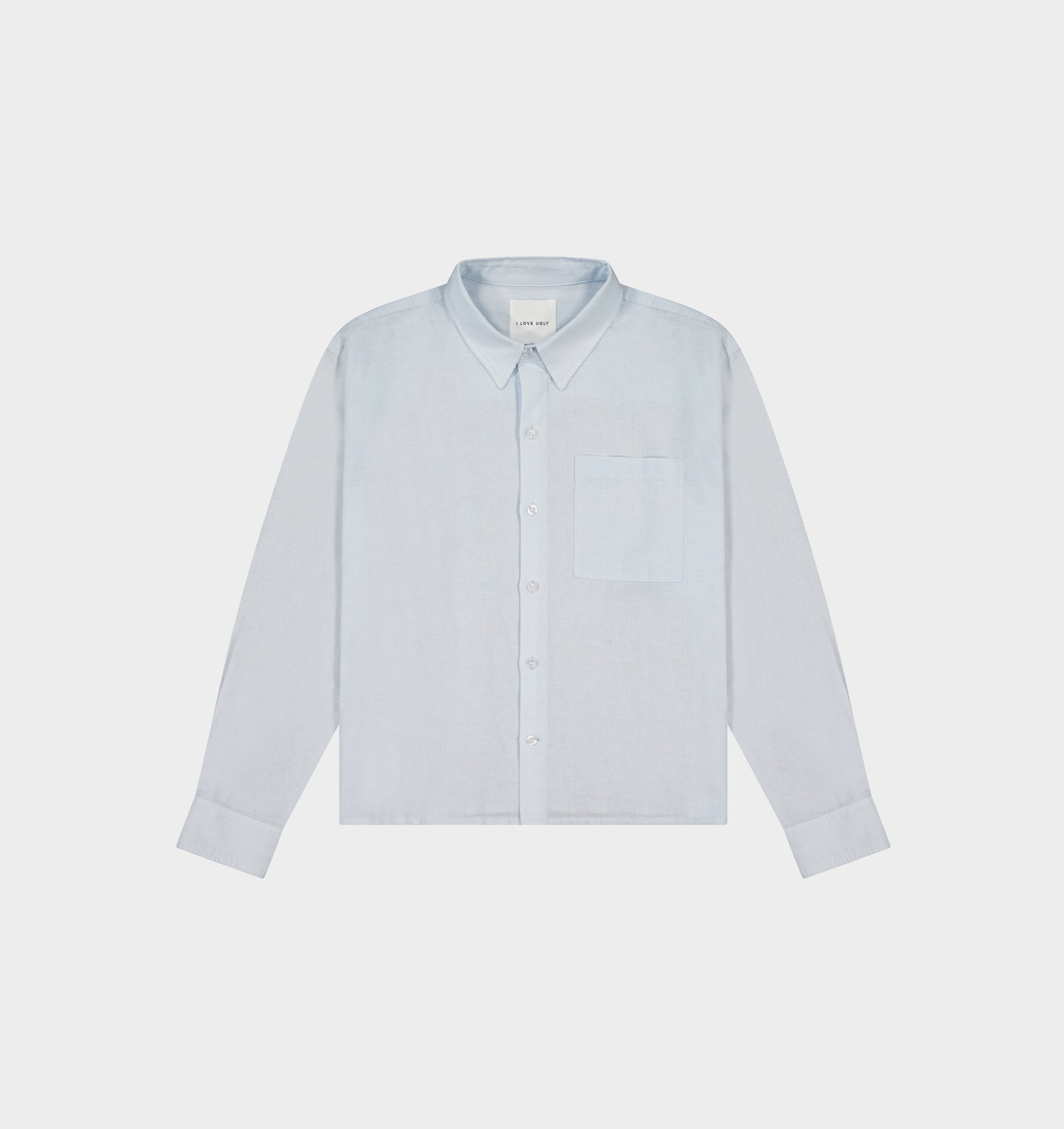 Linen Crop LS Shirt - Pale Blue