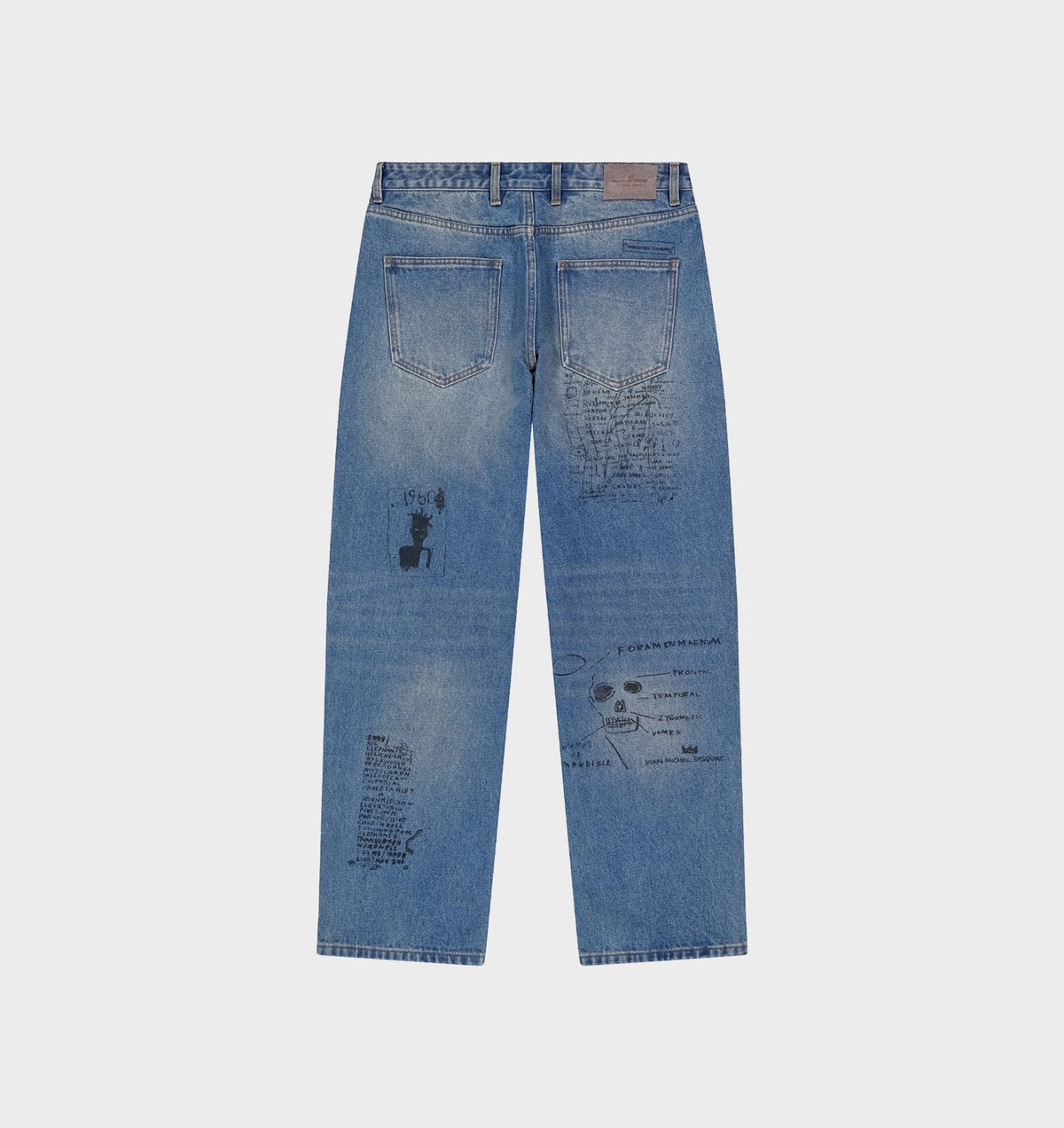 Basquiat Scribble Edgar Wide Denim - Vintage Blue