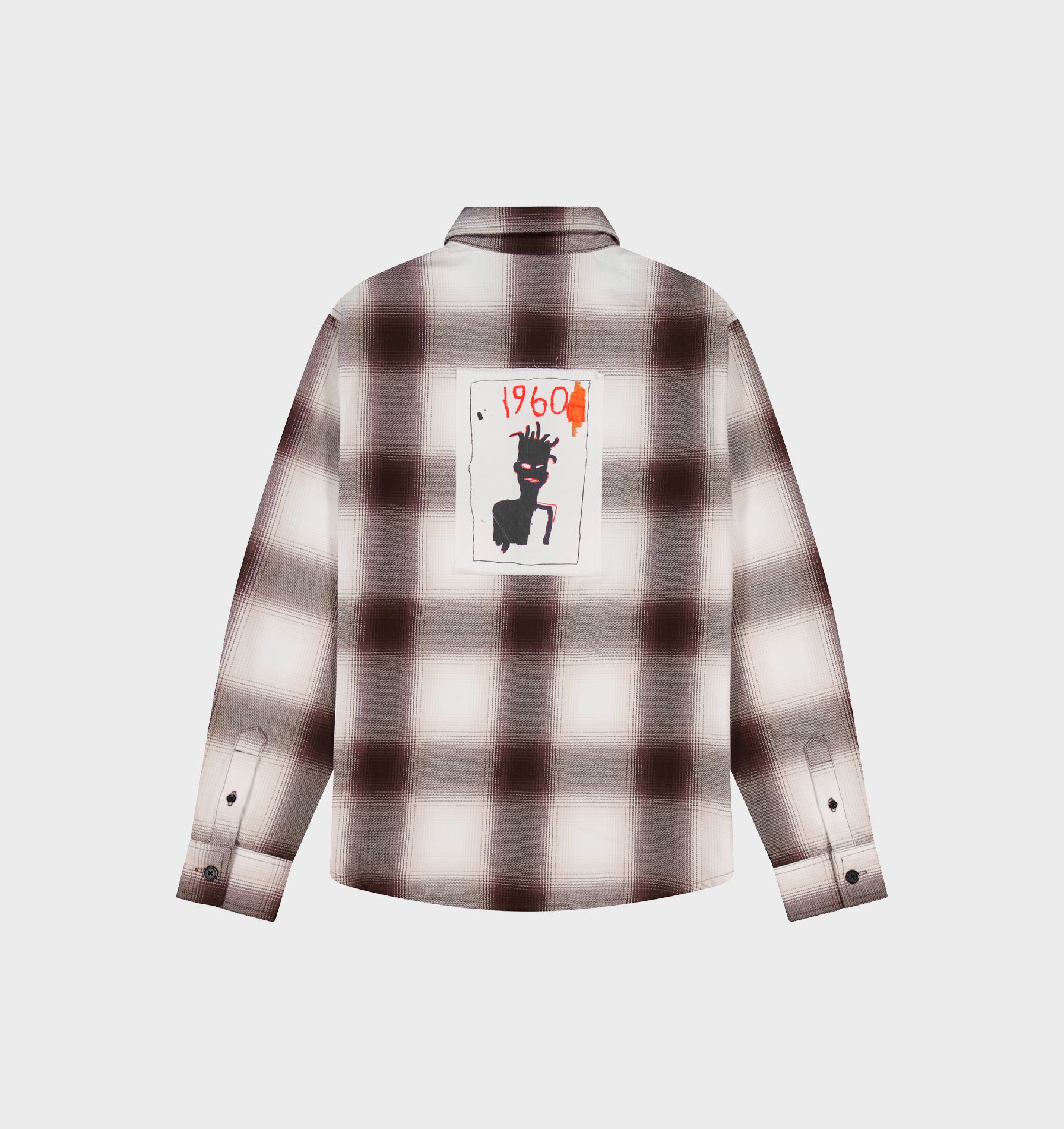 Basquiat Flannel LS Shirt - Off White/Brown Check