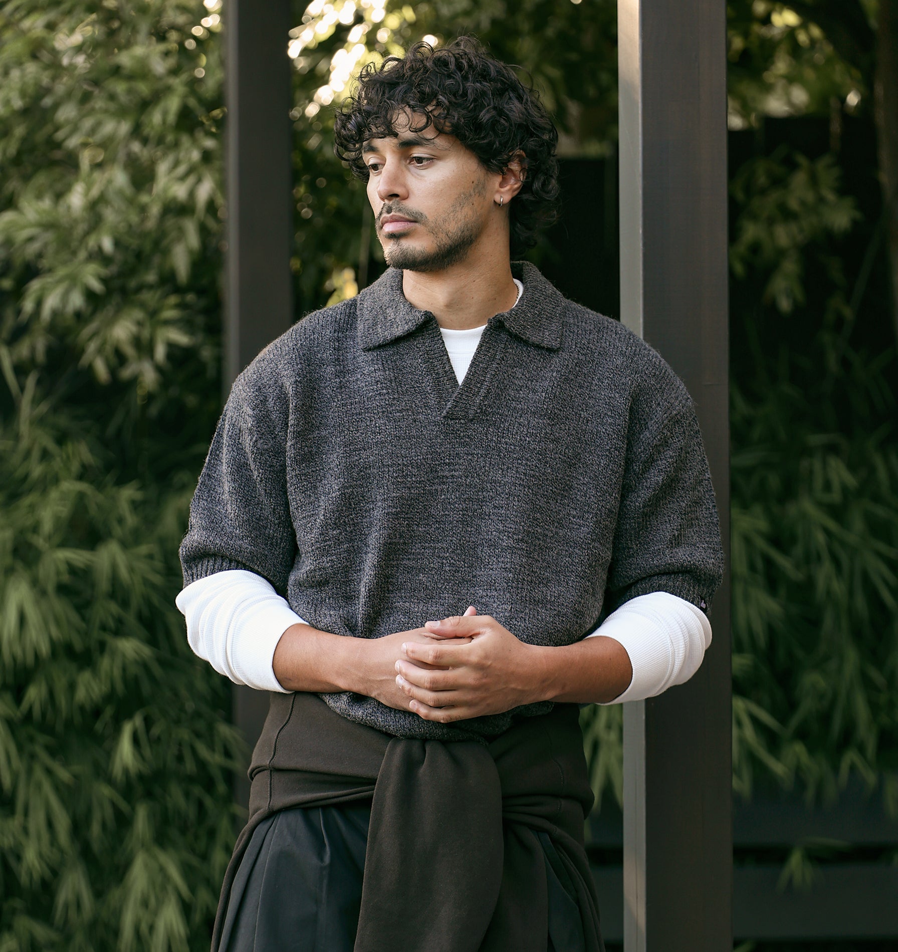 Box Knit Polo - Charcoal | I Love Ugly US