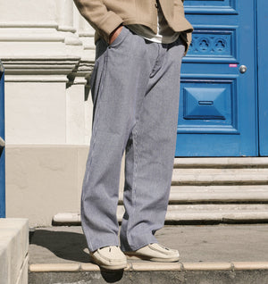 Edgar Wide Pant - Navy/ White Stripe