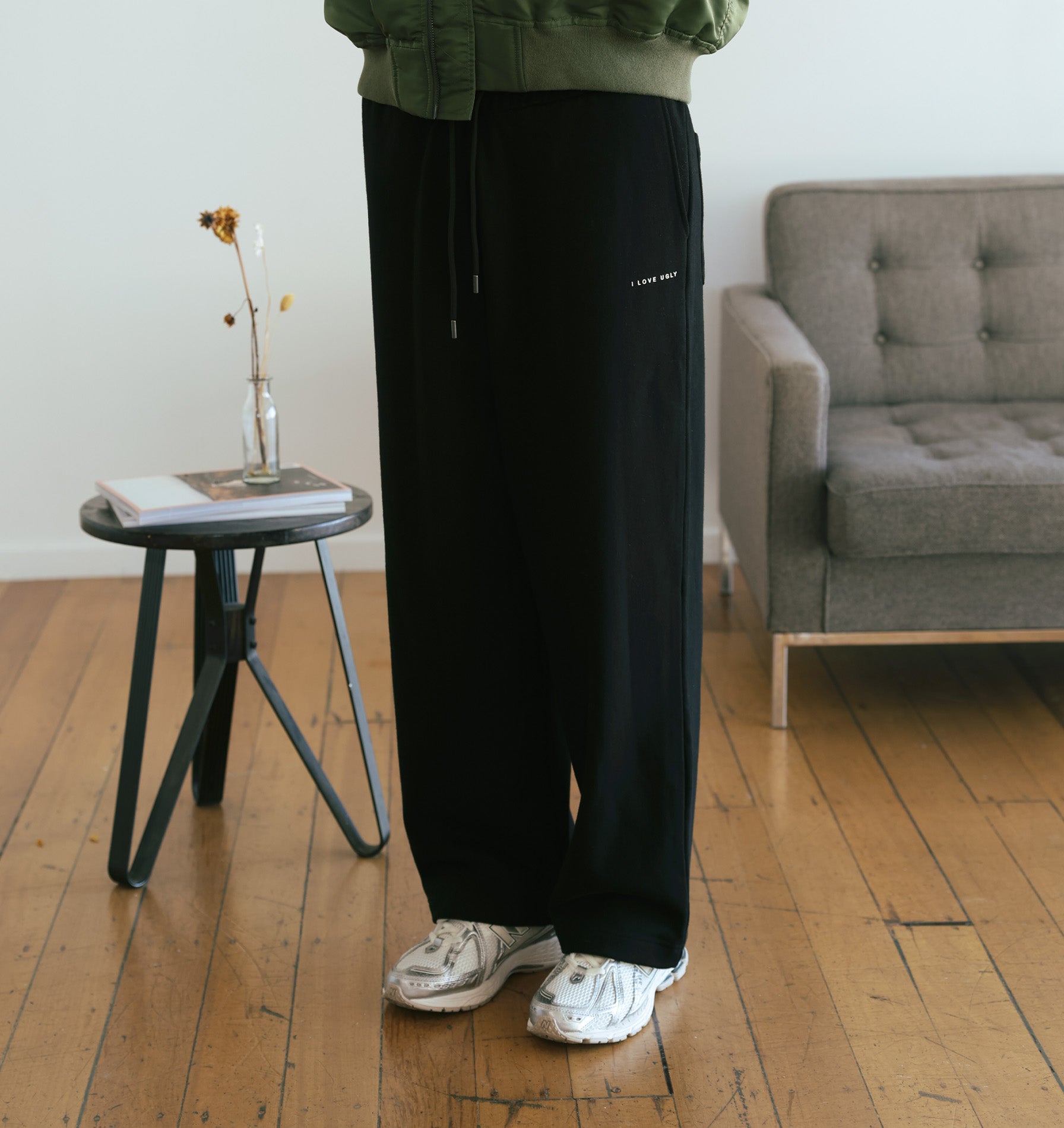 Wide Leg Track Pant - Black | I Love Ugly US