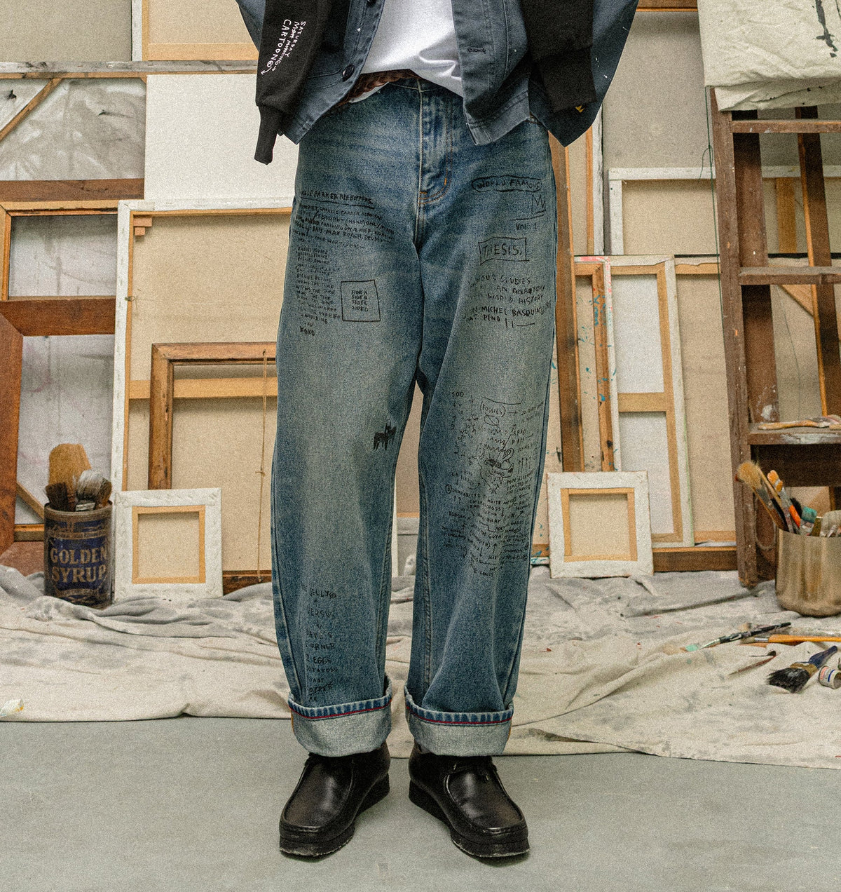 Basquiat Scribble Edgar Wide Denim - Vintage Blue