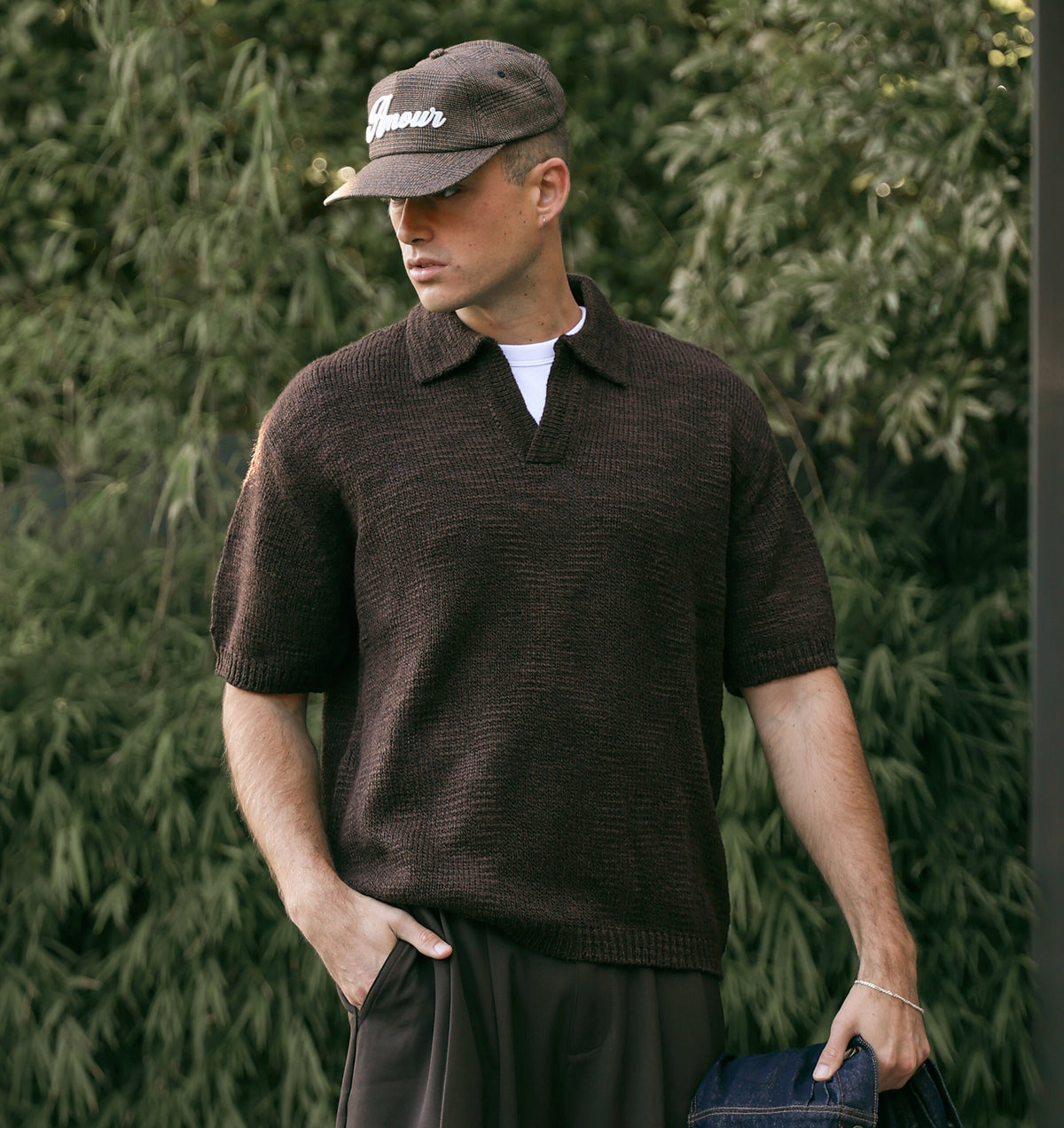 Box Knit Polo - Brown
