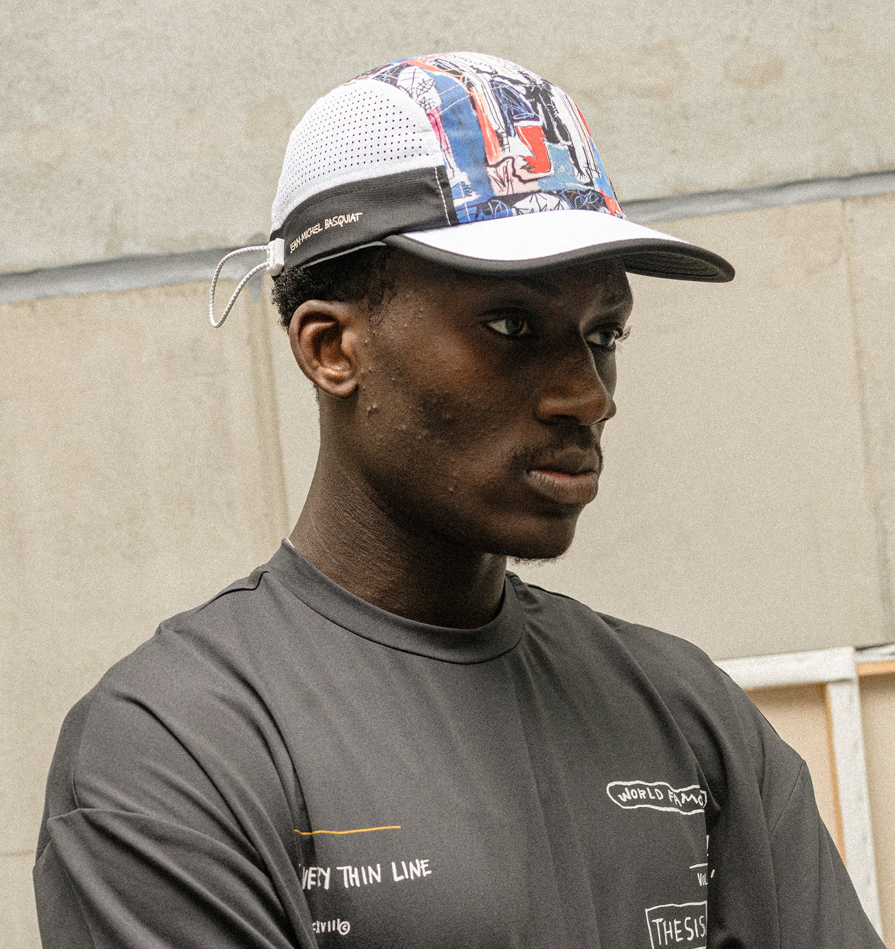 Basquiat Obnoxious Active 5 Panel Cap - Blue / Red
