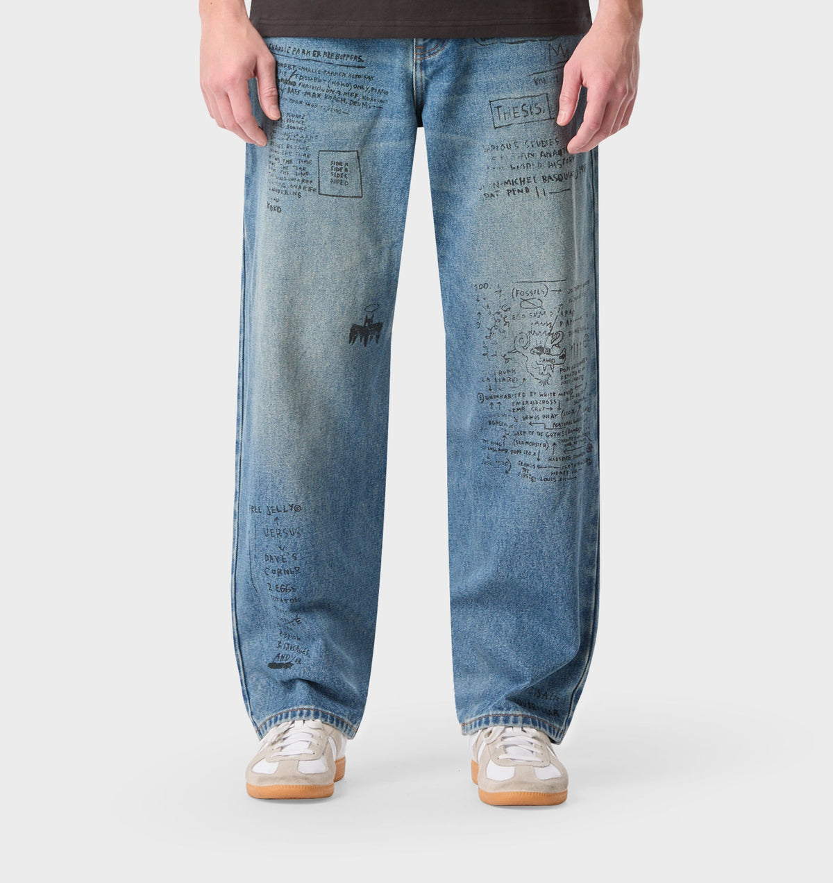 Basquiat Scribble Edgar Wide Denim - Vintage Blue