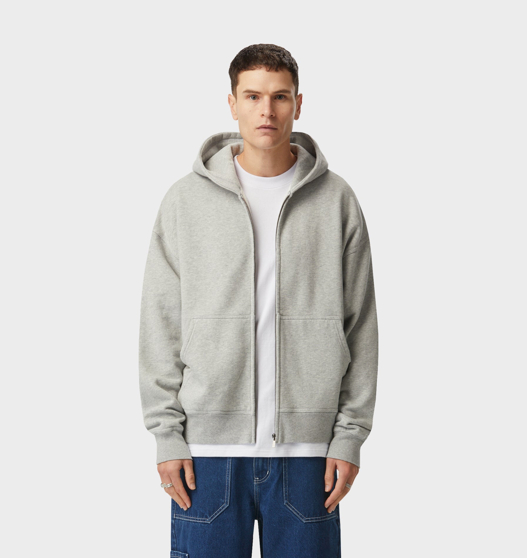 Applique Zip Up Box Hood - Vintage Grey