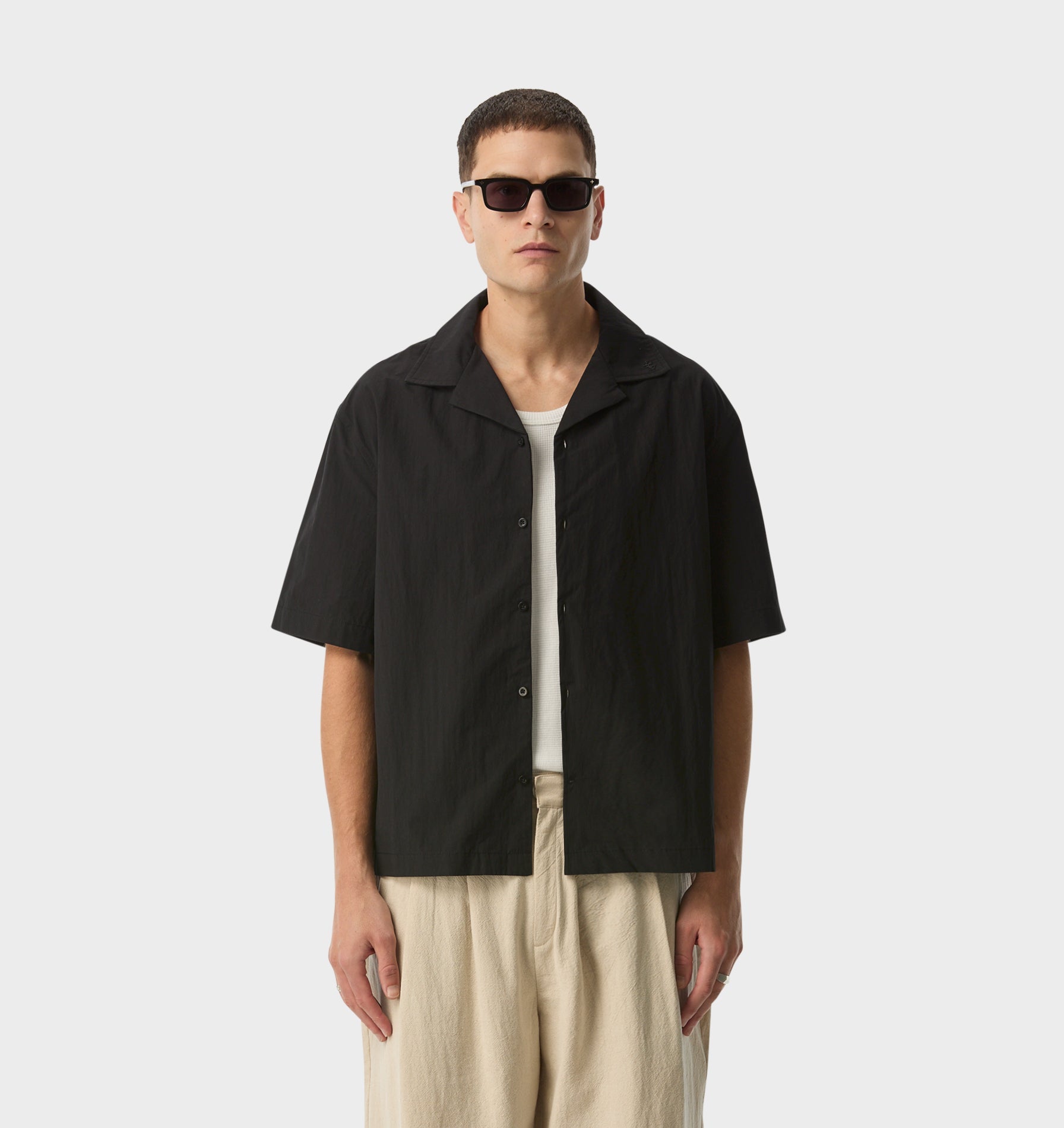 Box Cuban Collar Shirt - Vintage Black