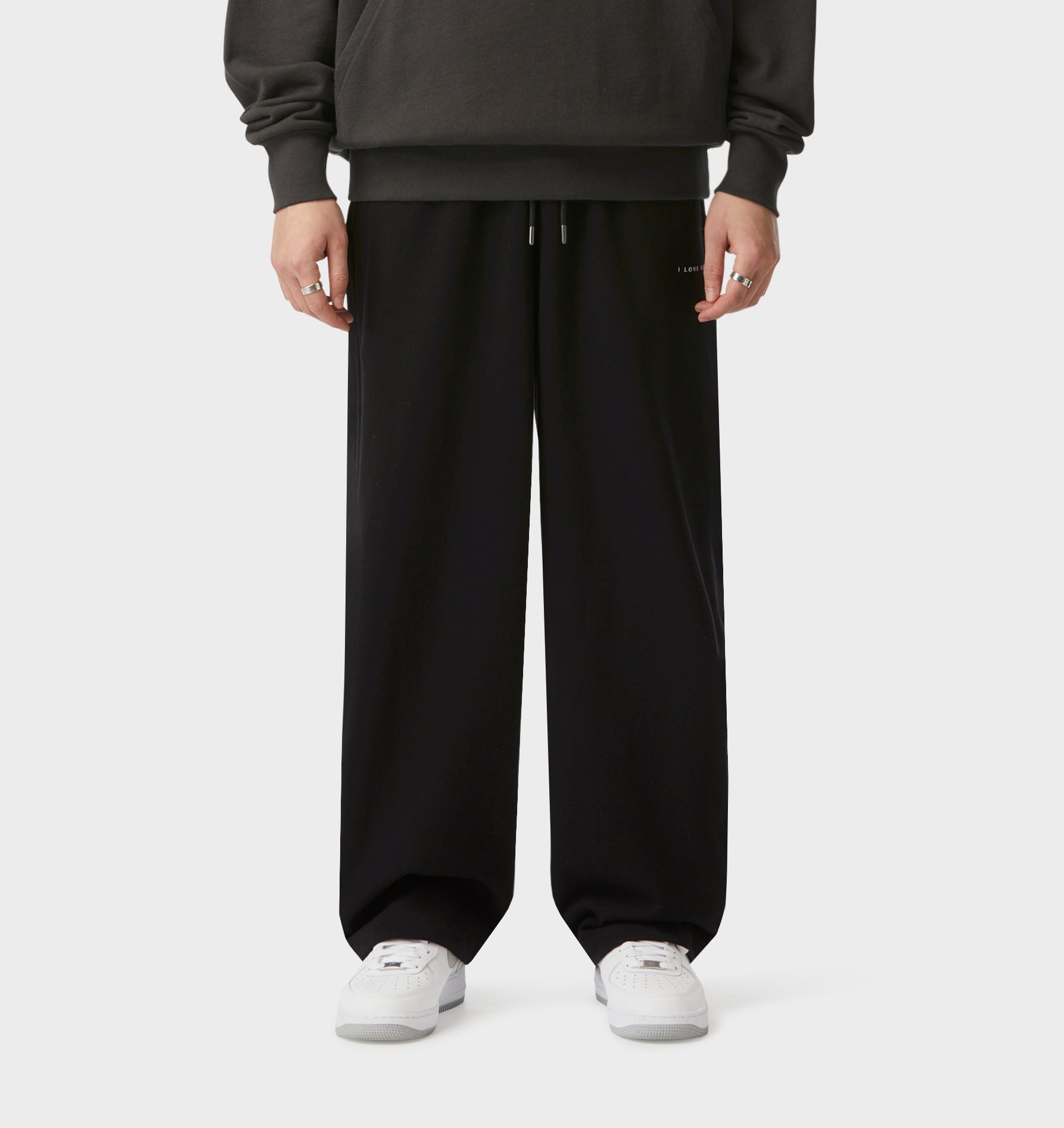 Wide Leg Track Pant - Black