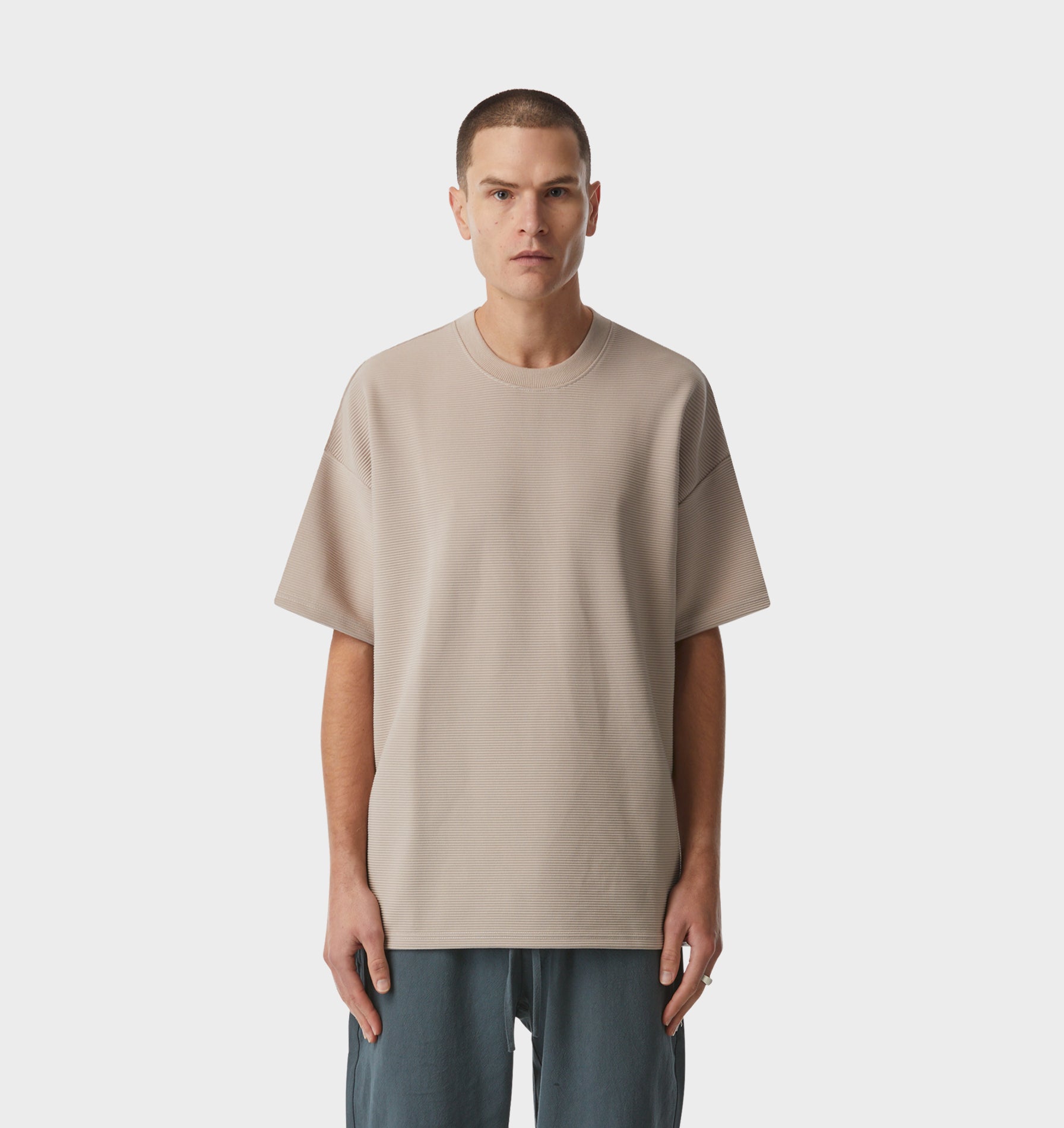 Ribbed Box Tee - Taupe