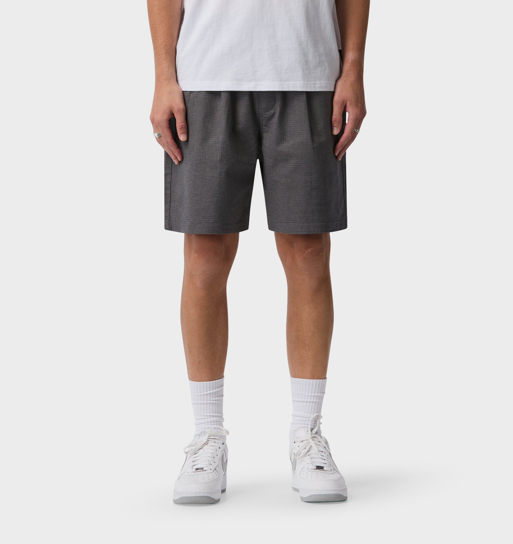 Michael Pleat Short - Grey Mini Check | I Love Ugly US
