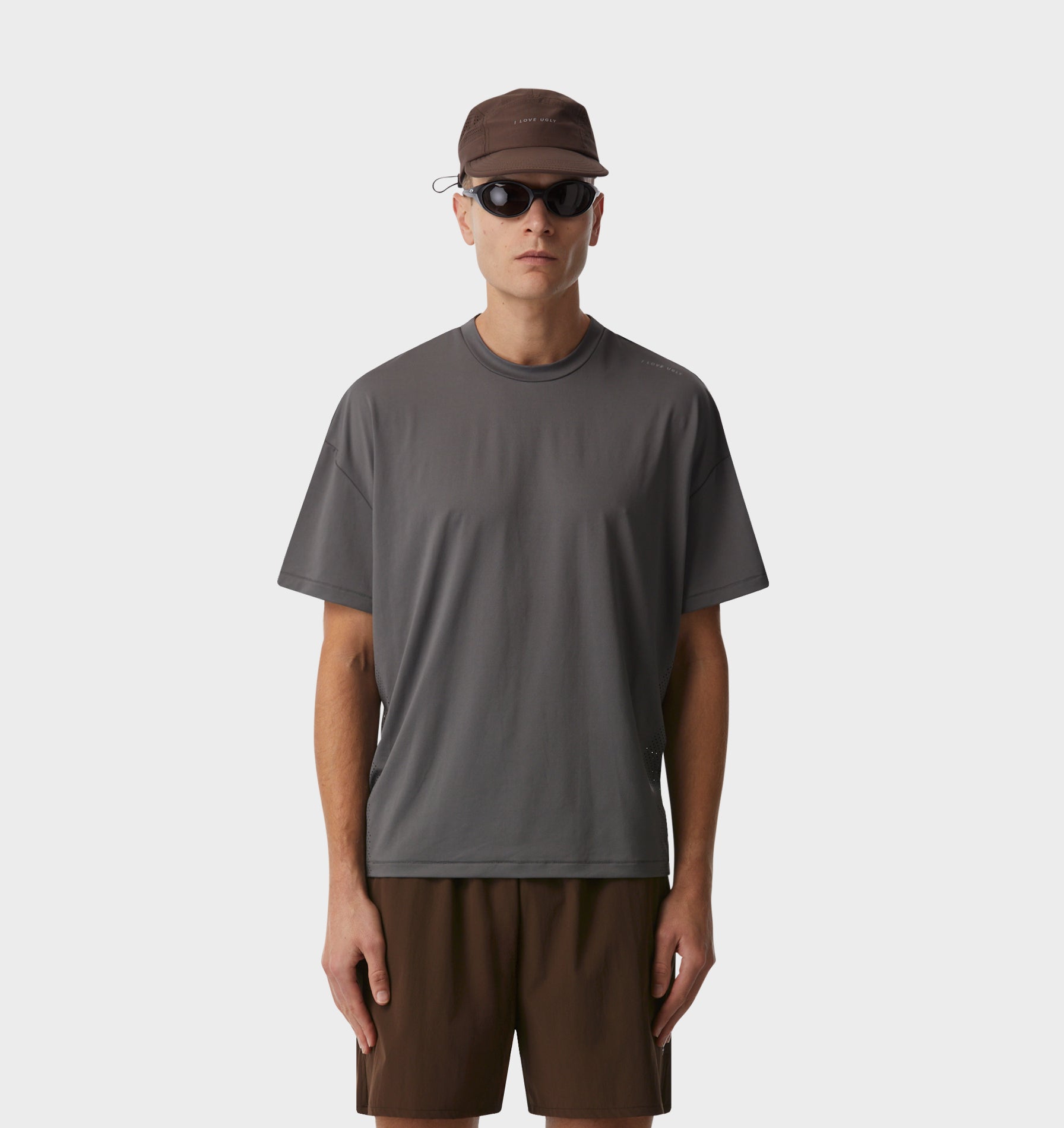 Active Crop Tee - Cobblestone