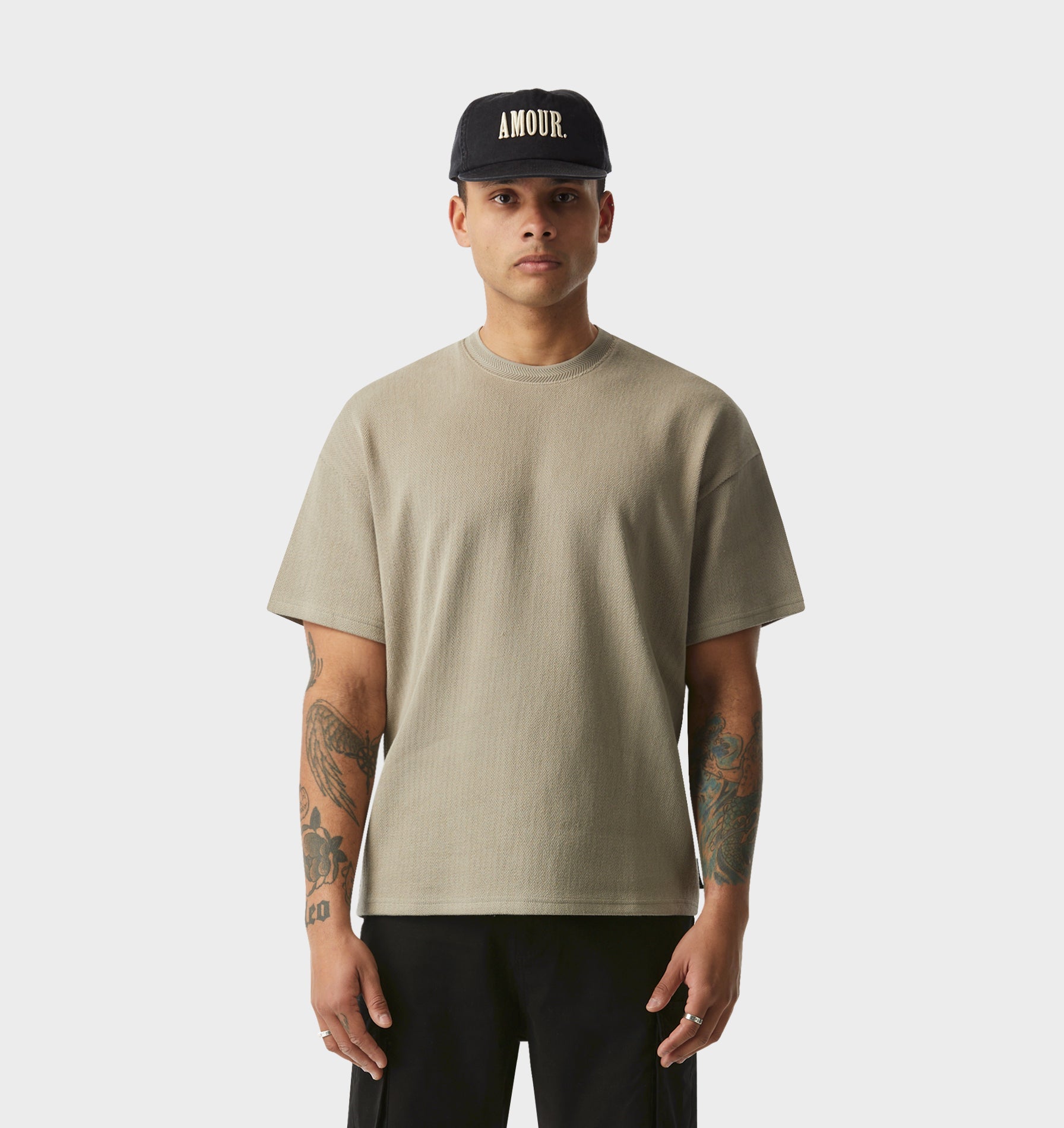 Herringbone Lewi Tee - Taupe