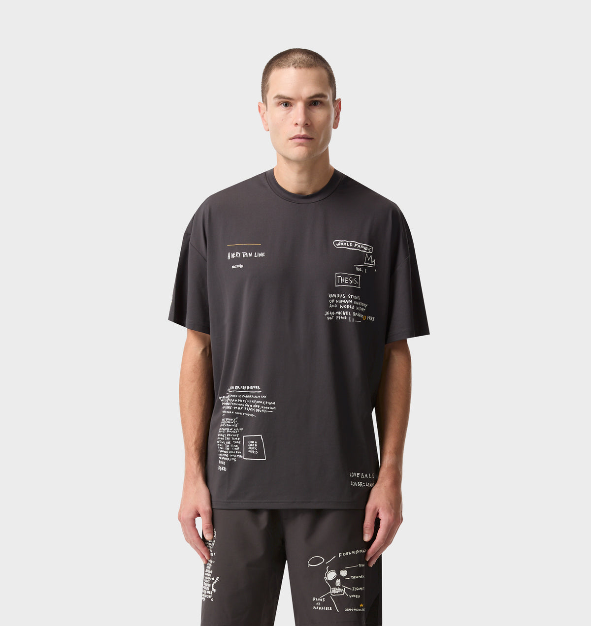 Basquiat Scribble Active Box Tee - Charcoal