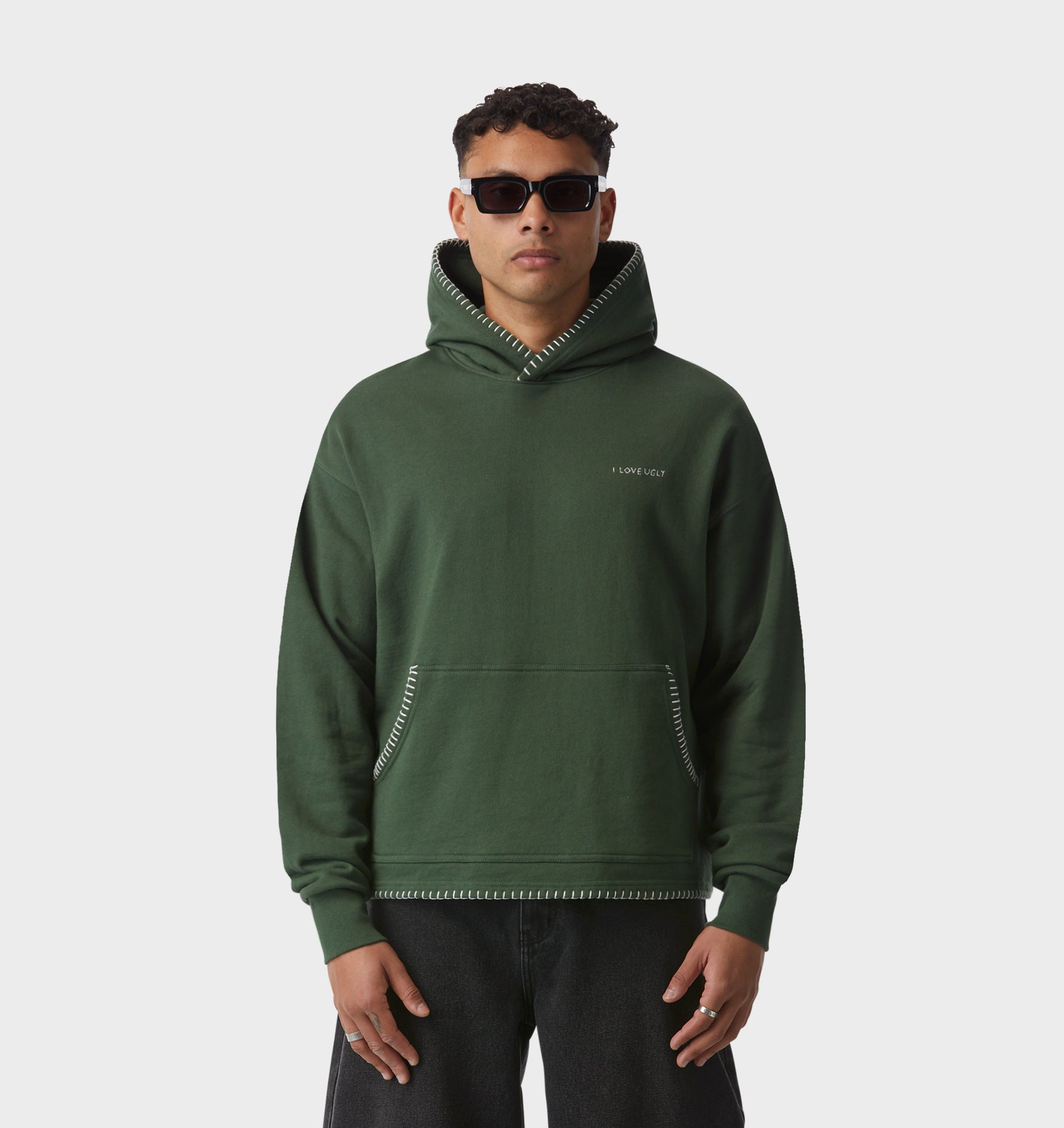 Blanket Stitch Box Hood 2.0 - Forest Green