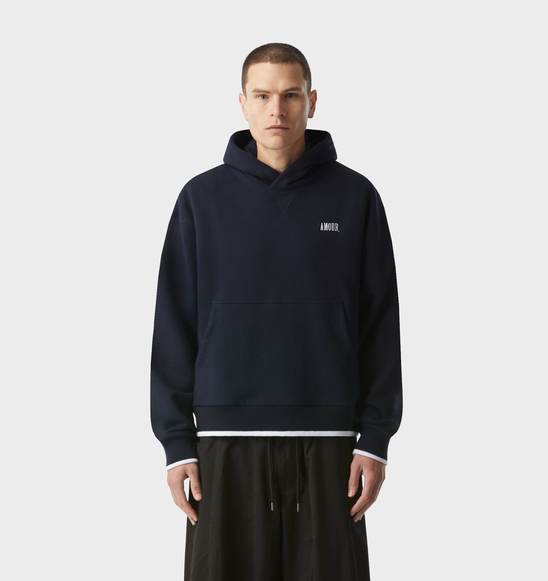 Box Crop Hood - Navy/White