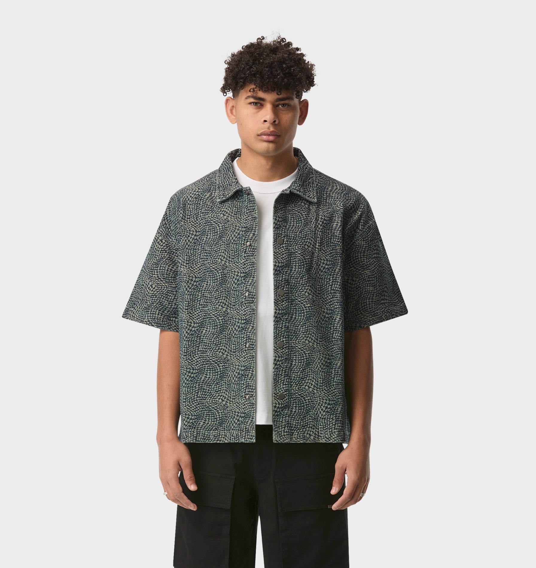 Textured Kai Denim SS Shirt - Aged Indigo