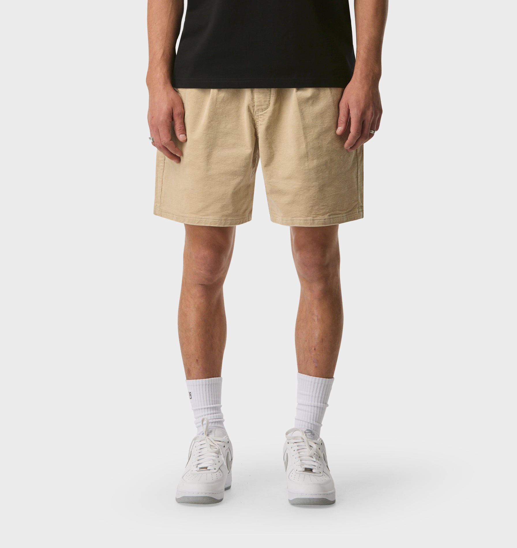Michael Pleat Cord Short - Sand