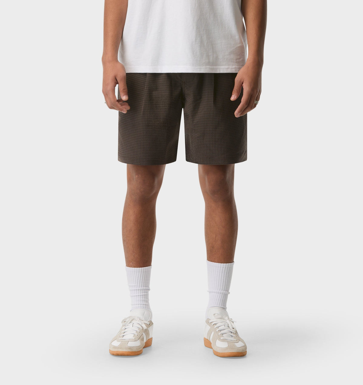 Michael Pleat Short - Brown Check