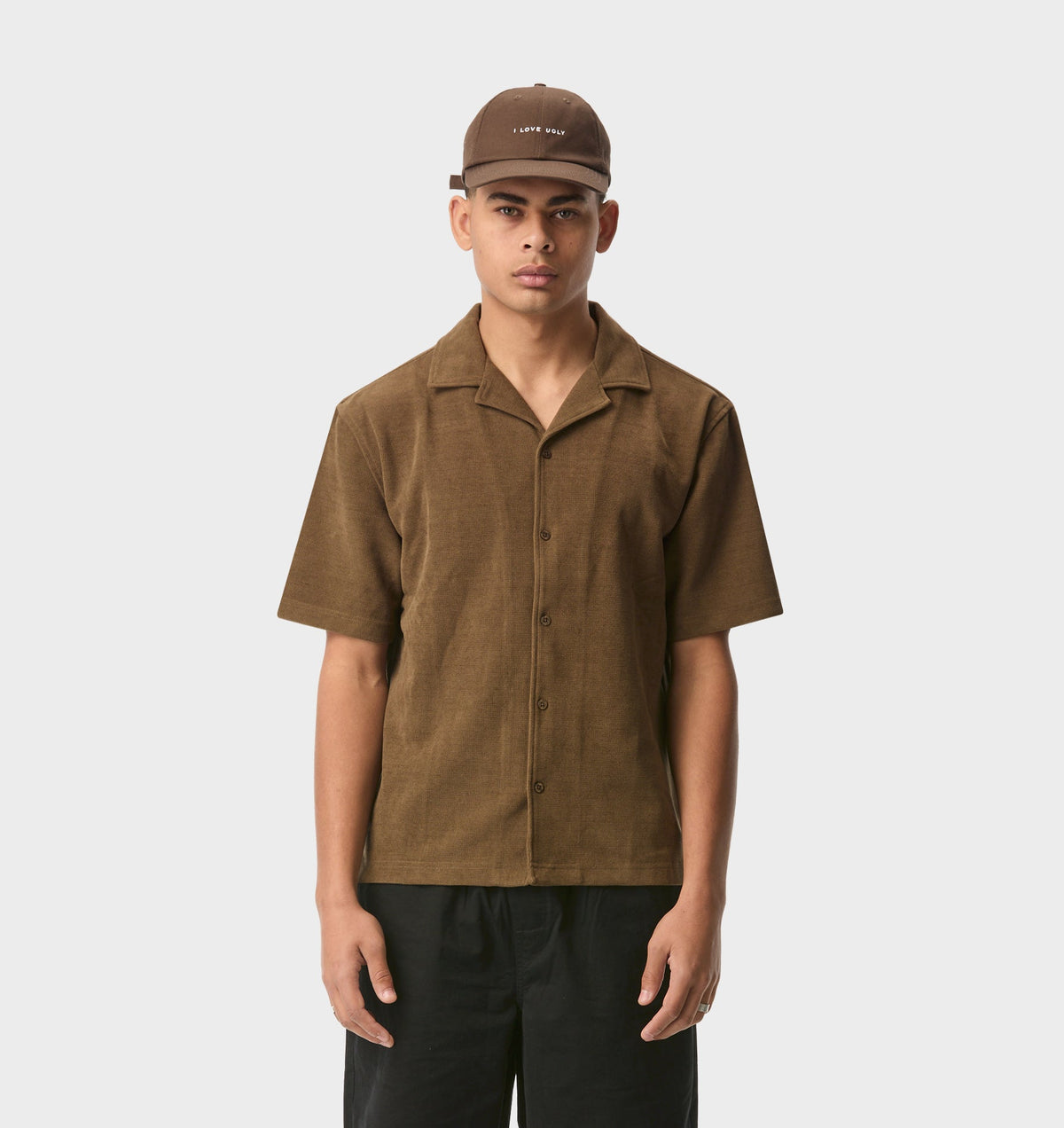 Waffle Box Cuban Collar SS Shirt - Fossil