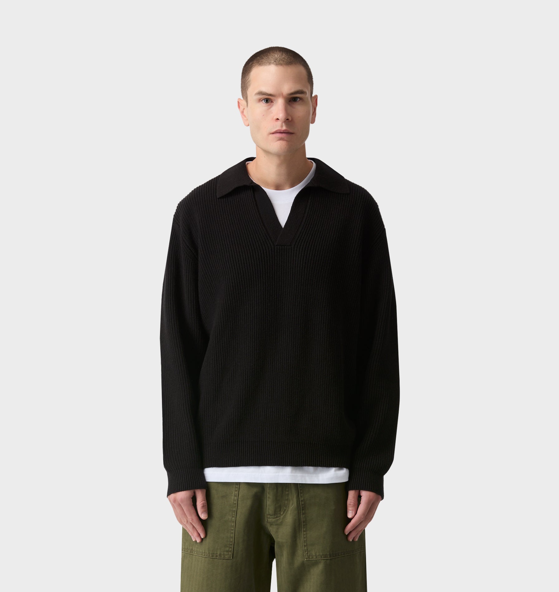 Knit LS Polo - Black | I Love Ugly US