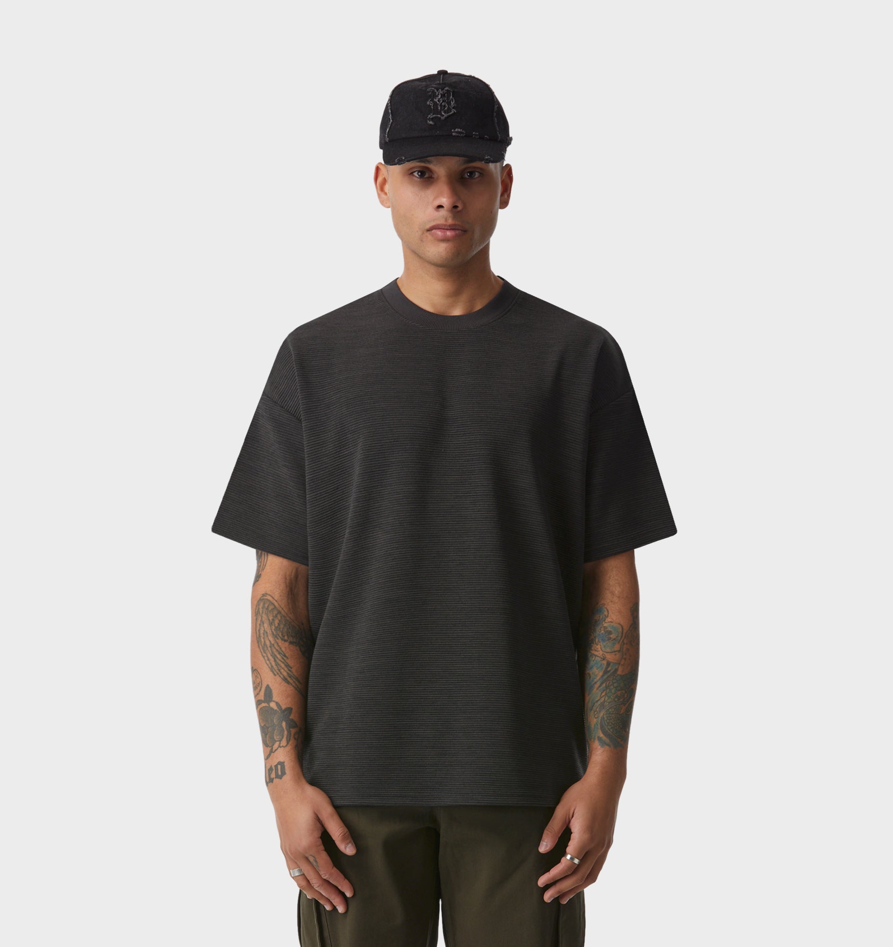 Ribbed Box Tee - Charcoal Marle