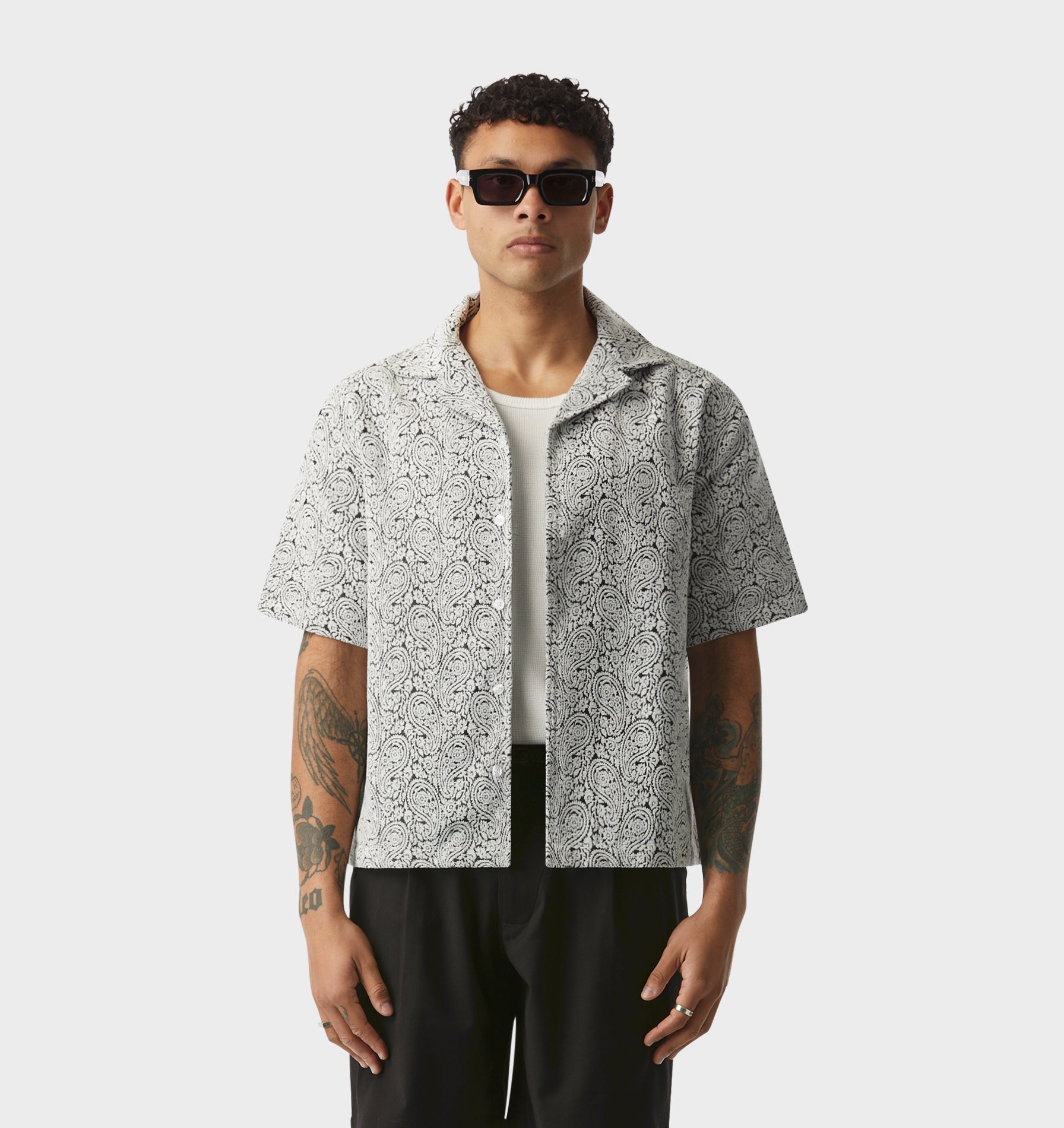 Box Cuban Collar SS Shirt - Paisley