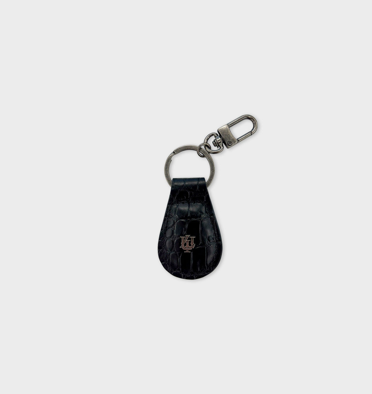 Leather Key Fob - Black Croc